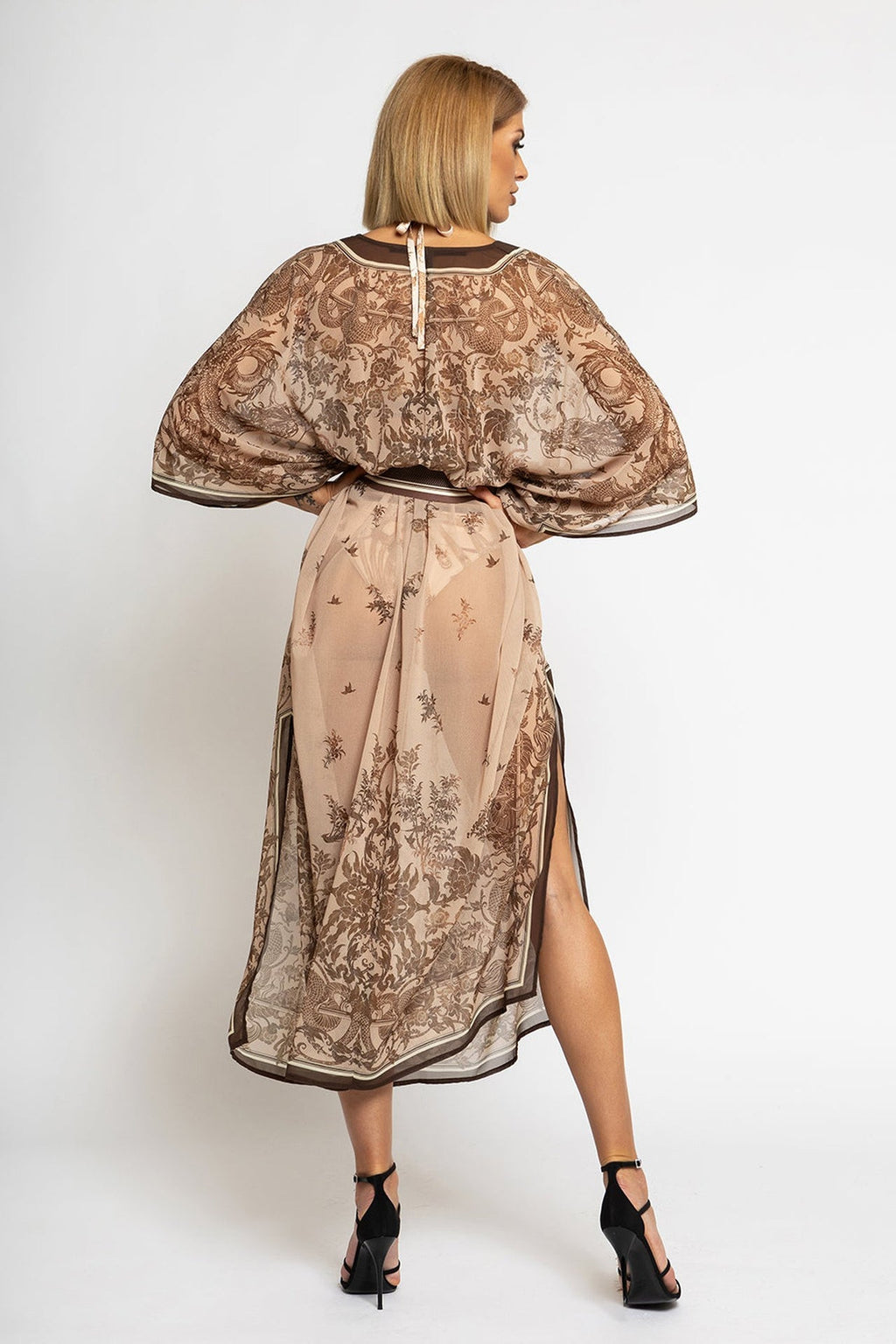 SILK COTTON CAFTAN - ASIA BEIGE - Fashion Roots