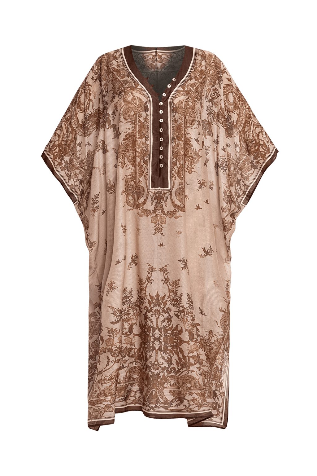SILK COTTON CAFTAN - ASIA BEIGE - Fashion Roots