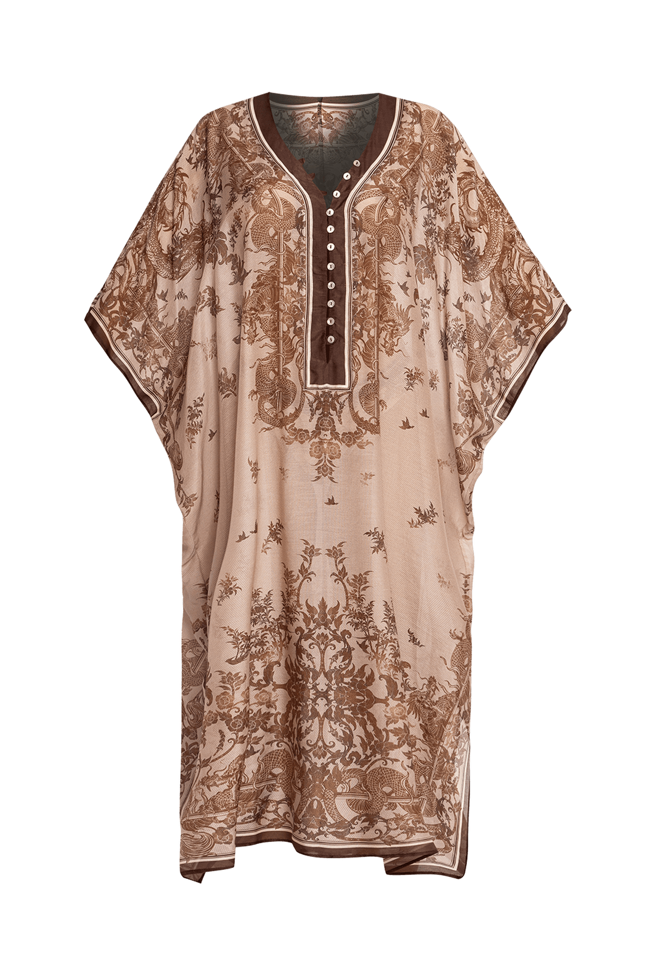 SILK COTTON CAFTAN - ASIA BEIGE - Fashion Roots