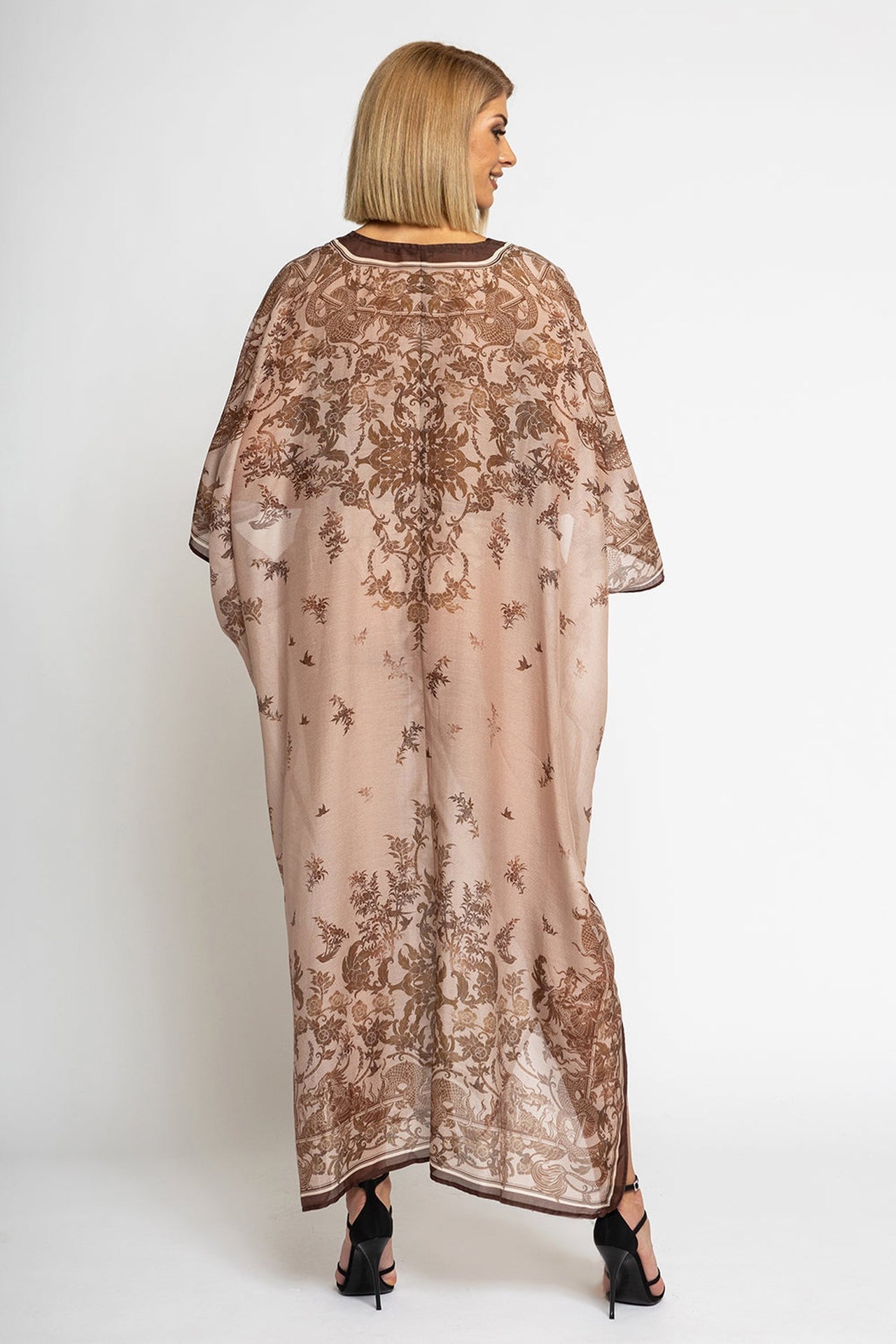 SILK COTTON CAFTAN - ASIA BEIGE - Fashion Roots