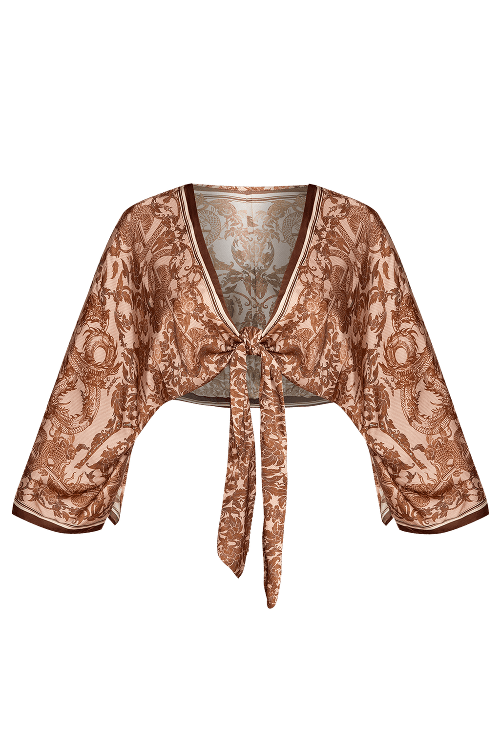 VISCOSE CROP KIMONO - ASIA BEIGE - Fashion Roots