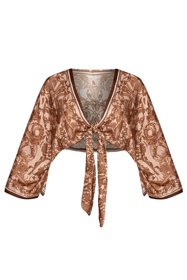 VISCOSE CROP KIMONO - ASIA BEIGE JIORO КРОП КИМОНО ОТ ВИСКОЗА - ASIA BEIGE JIORO