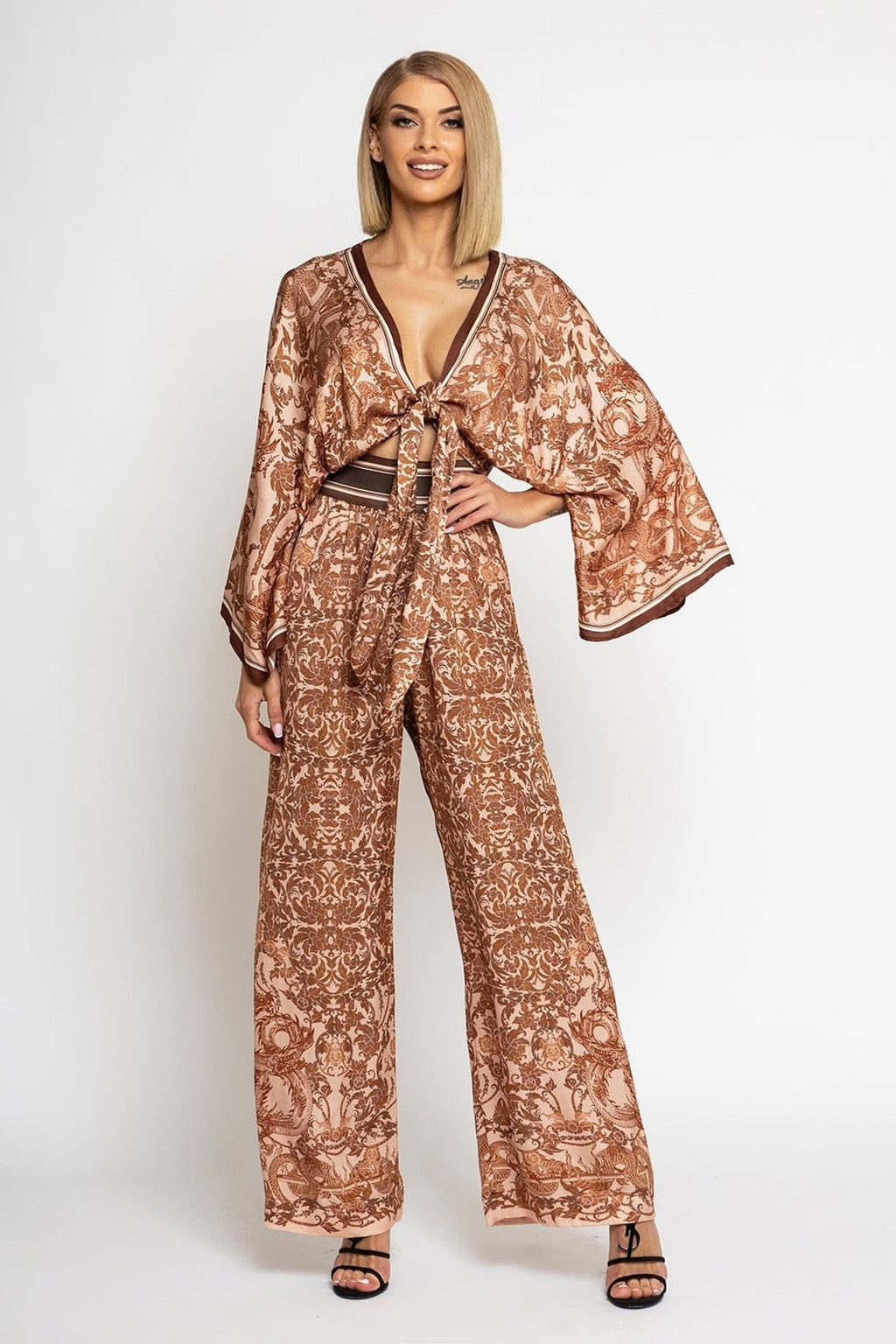 VISCOSE CROP KIMONO - ASIA BEIGE JIORO КРОП КИМОНО ОТ ВИСКОЗА - ASIA BEIGE JIORO