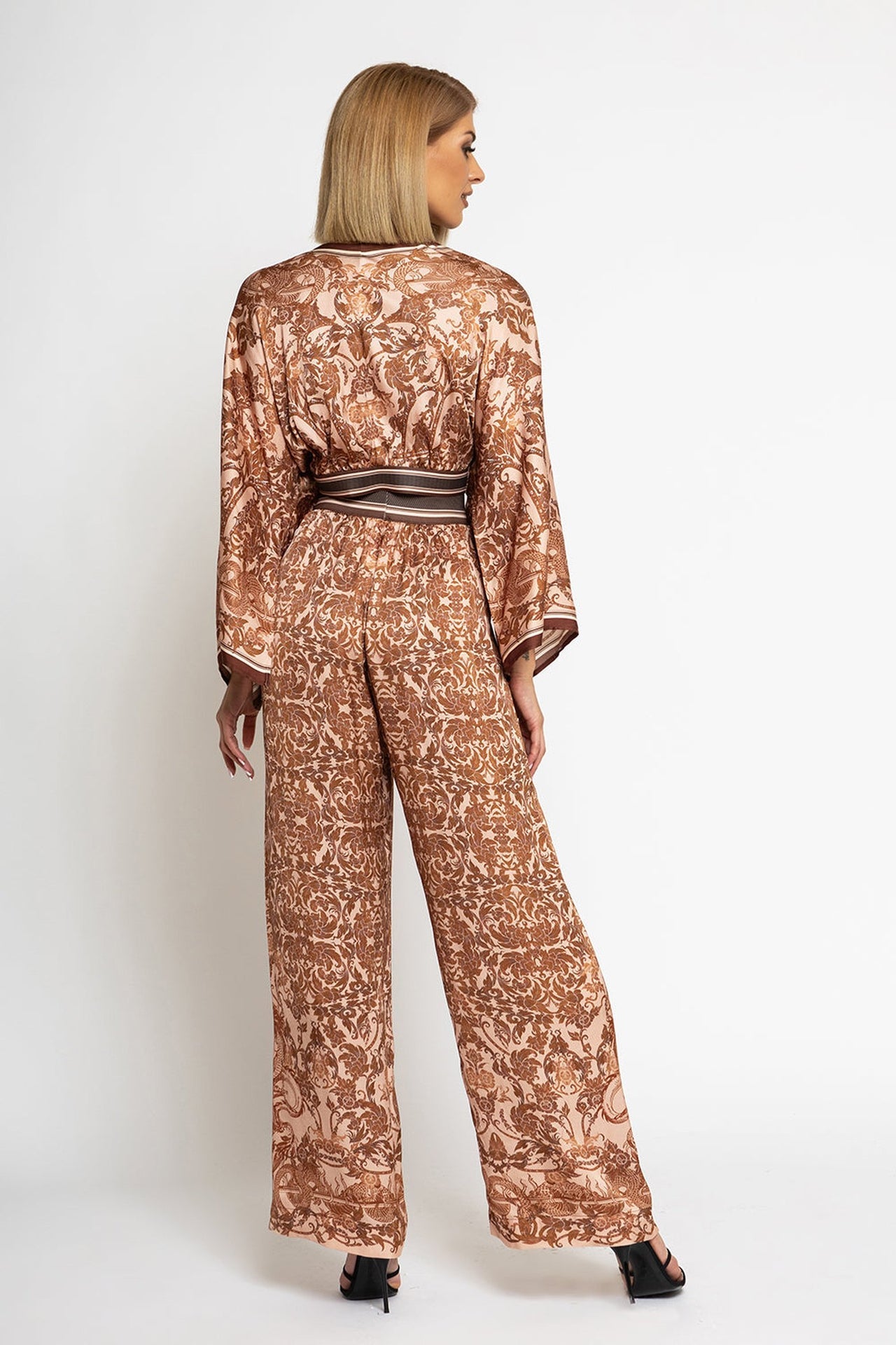 VISCOSE CROP KIMONO - ASIA BEIGE - Fashion Roots