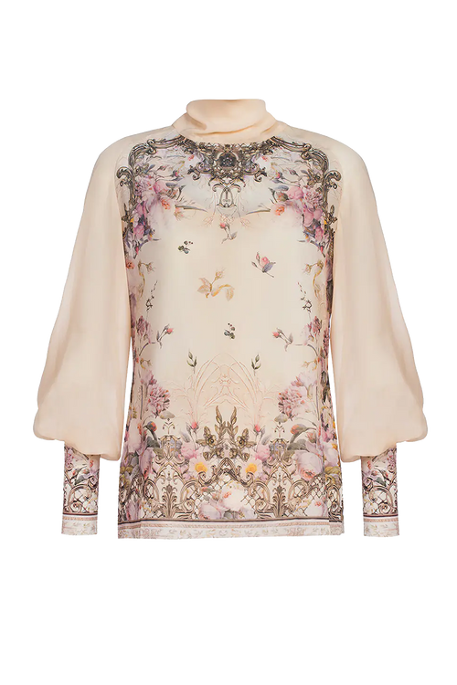 2-IN-1 DESIGNER SHIRT IN SILK-VISCOSE AND TOP - BAROQUE FLOWERS