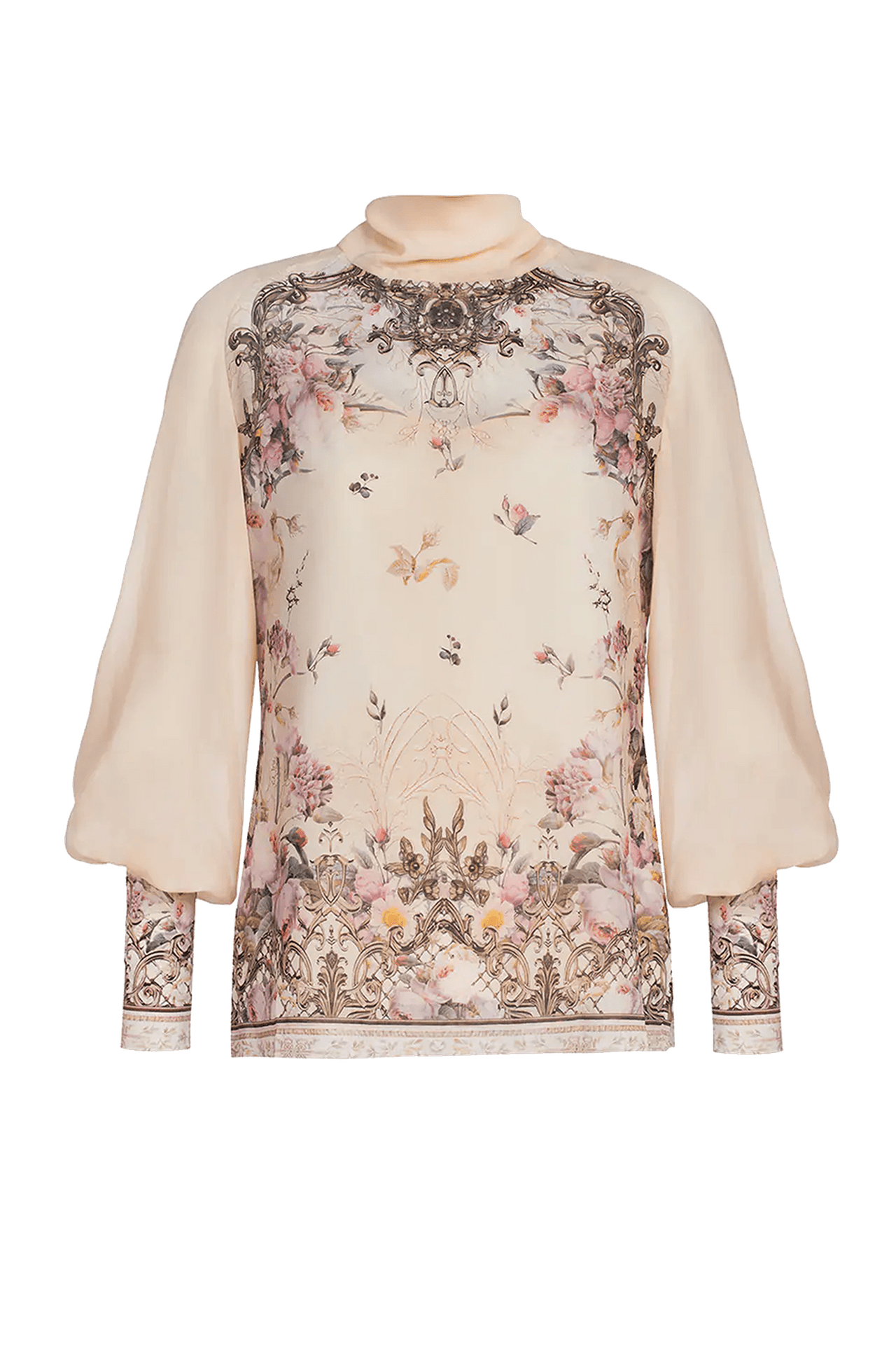 2-IN-1 DESIGNER CHIFFON BLOUSE AND TOP - BAROQUE FLOWERS