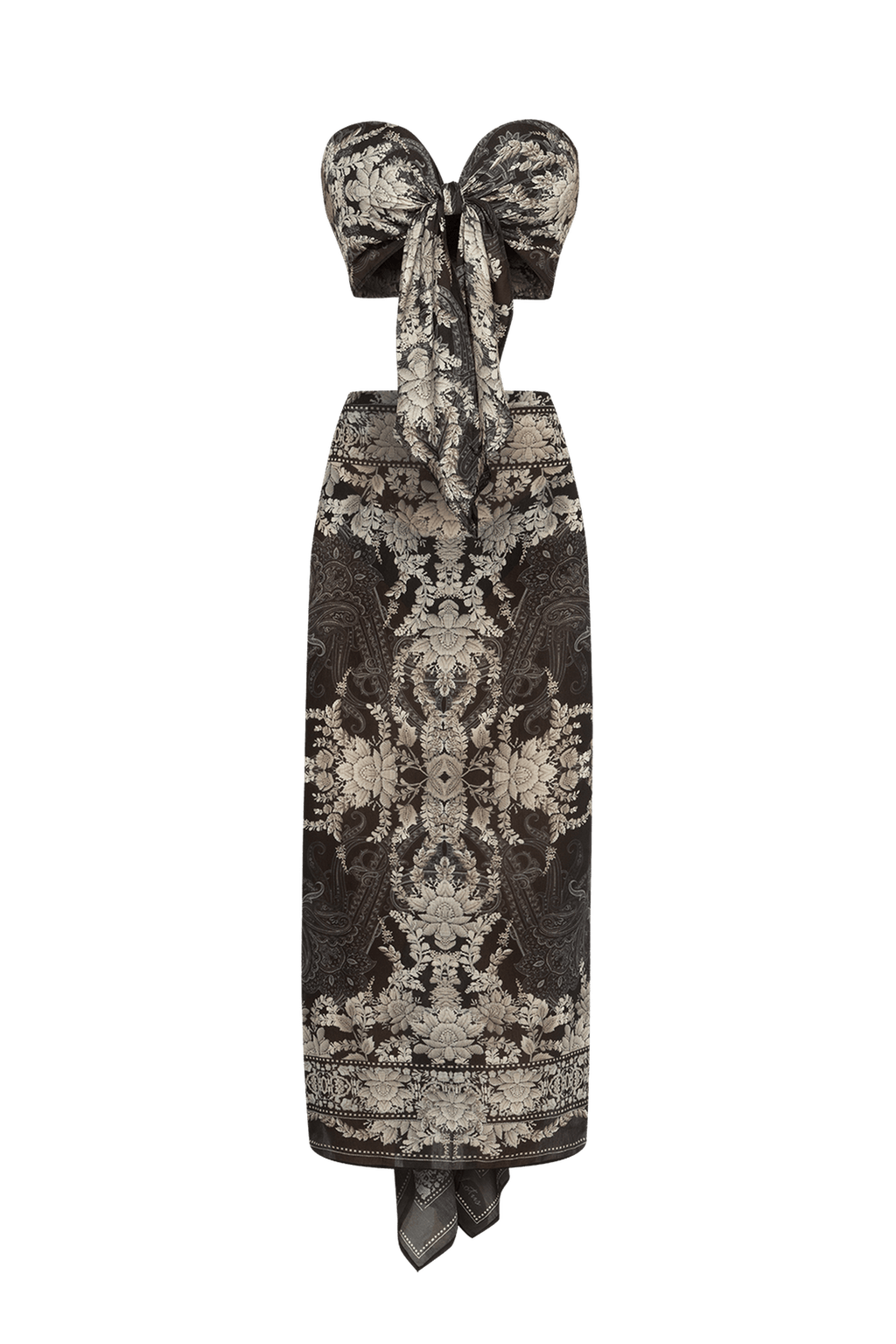 SILK VISKOSE SET OF PAREO AND SCARF - FROZEN LOTUS JIORO СЕТ ПАРЕО И ШАЛ ОТ ВИСКОЗА С КОПРИНА - FROZEN LOTUS JIORO