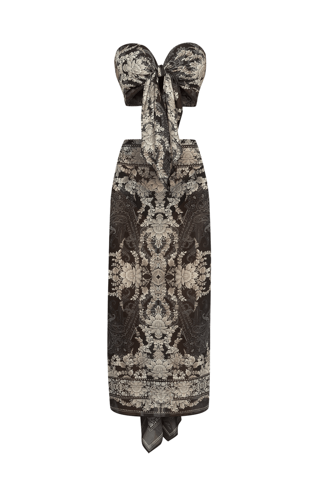 SILK VISKOSE SET OF PAREO AND SCARF - FROZEN LOTUS JIORO СЕТ ПАРЕО И ШАЛ ОТ ВИСКОЗА С КОПРИНА - FROZEN LOTUS JIORO