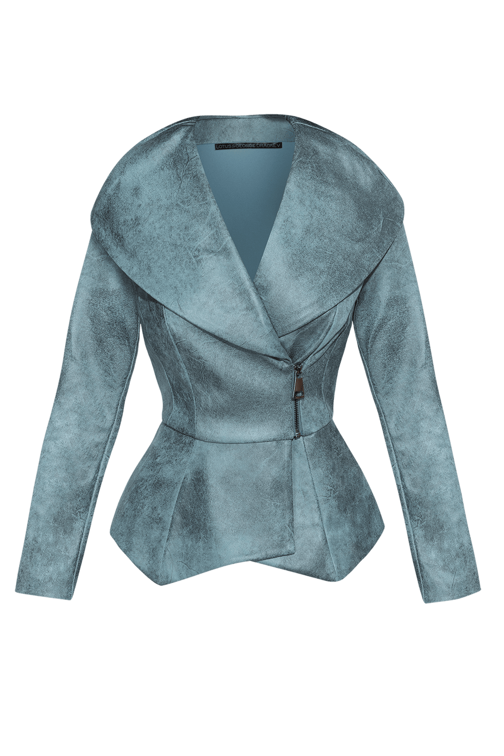 SUEDE-LOOK BLAZER WITH ASYMMETRICAL CLOSURE  IN BLUE - ESSENTIALS