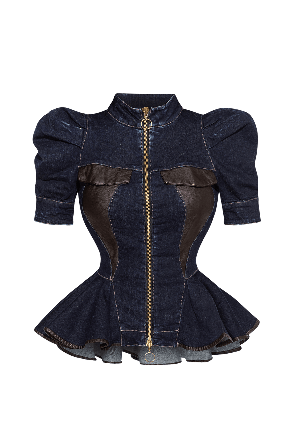 BUFFER SLEEVE DENIM BLAZER - ESSENTIALS JIORO ДЕНИМЕН БЛЕЙЗЕР С БУФАН РЪКАВ - ESSENTIALS JIORO