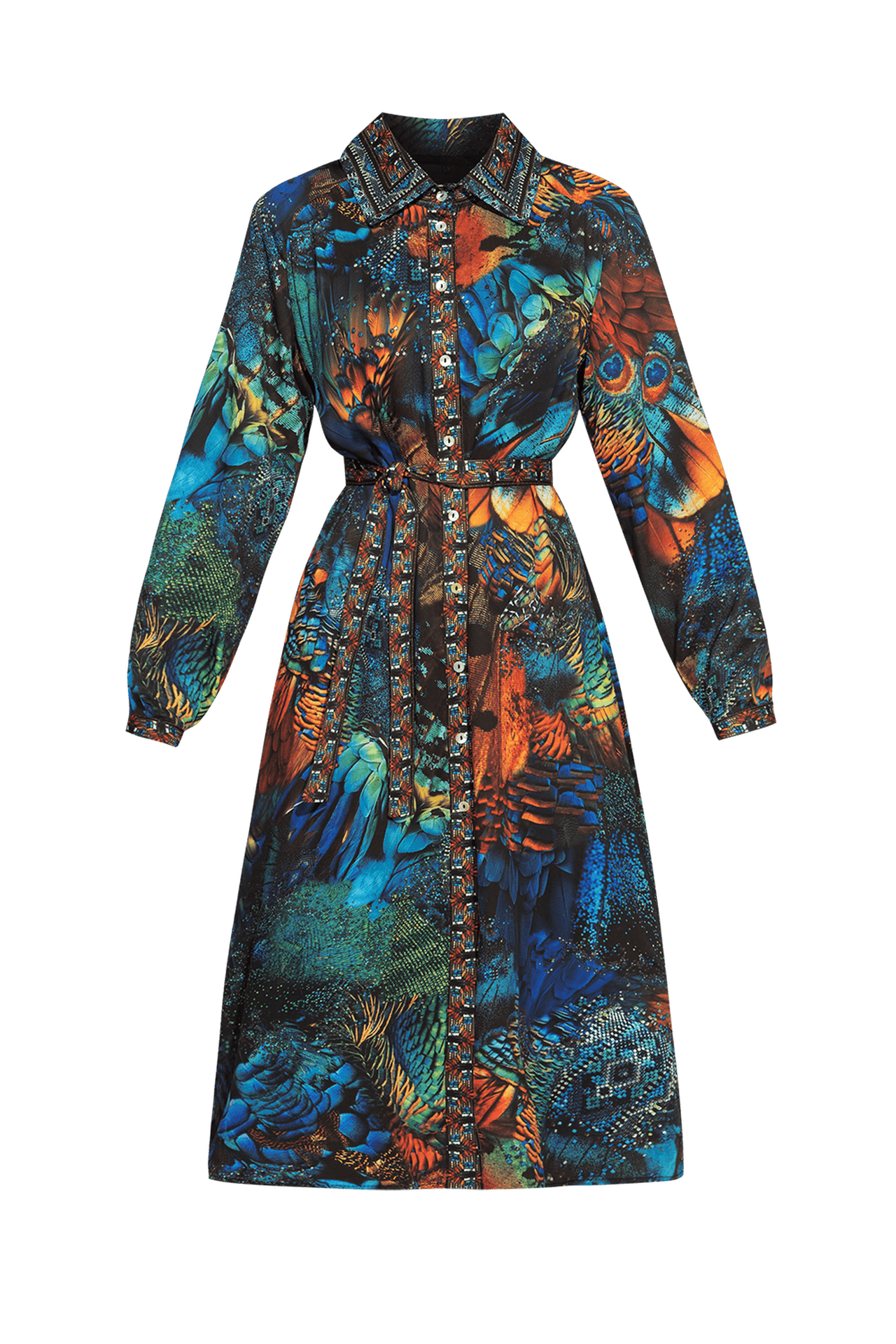 VISCOSE SHIRT DRESS WITH DETACHABLE BELT - AMAZONIA - Fashion Roots