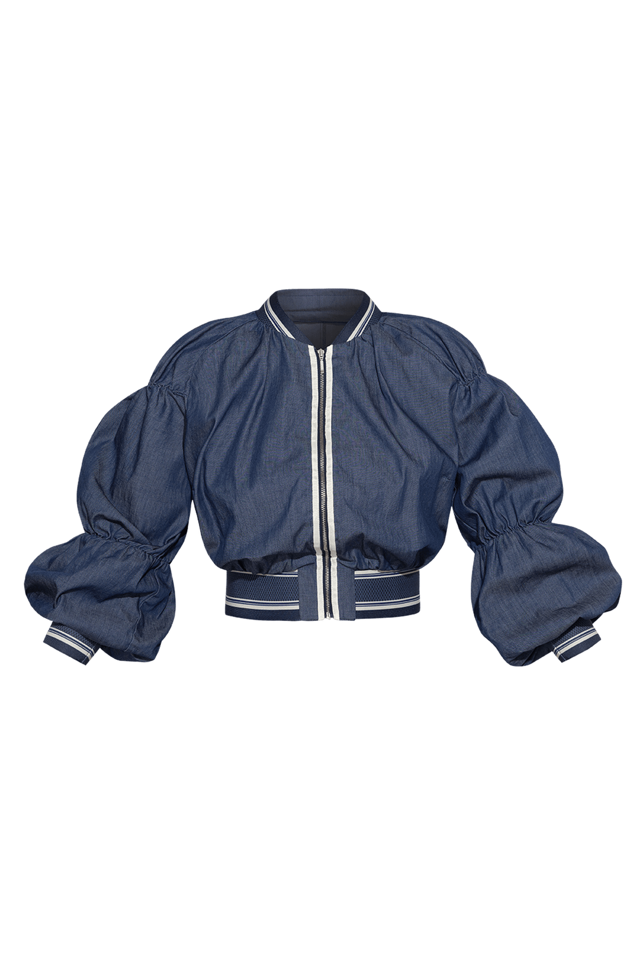 DENIM BOMBER JACKET - ESSENTIALS - Fashion Roots