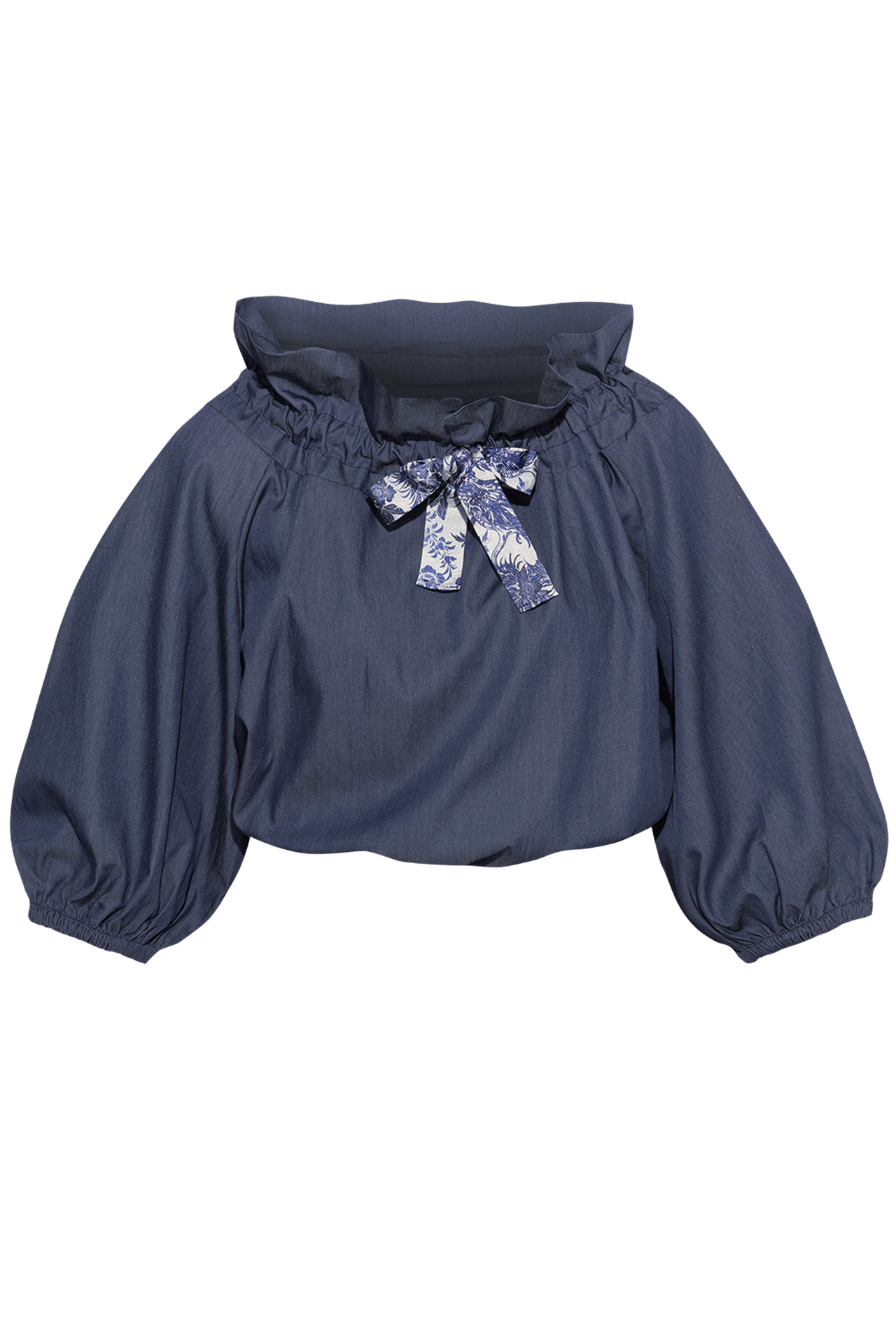 RUFFLED HIGH-NECK BLOUSE WITH PUFF SLEEVES - ASIA SKY JIORO РИЗА С ЕФЕКТНА ЯКА - ASIA SKY JIORO