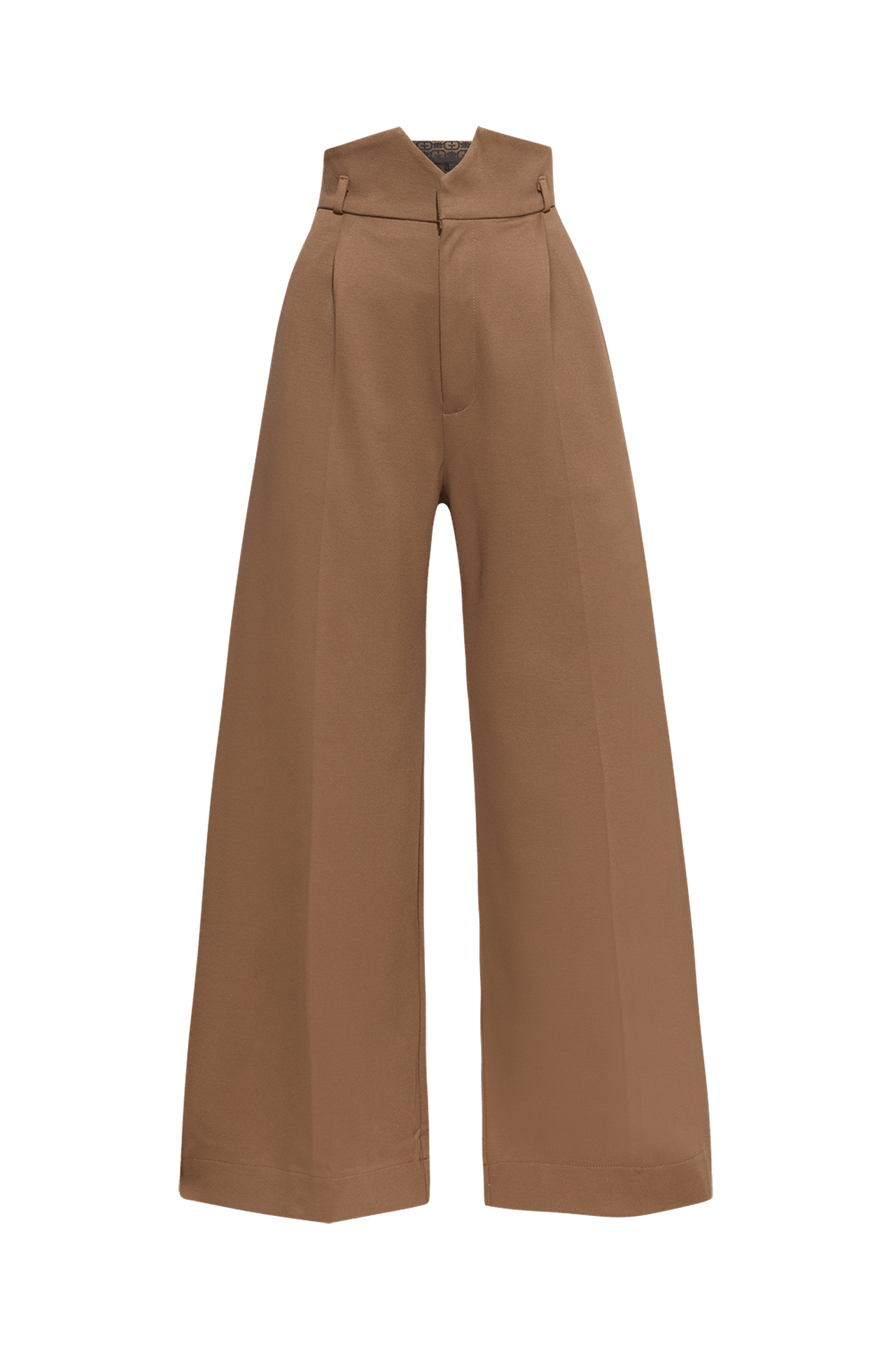 VISCOSE BLEND HIGH-WAISTED BEIGE TROUSERS - ESSENTIALS - Fashion Roots