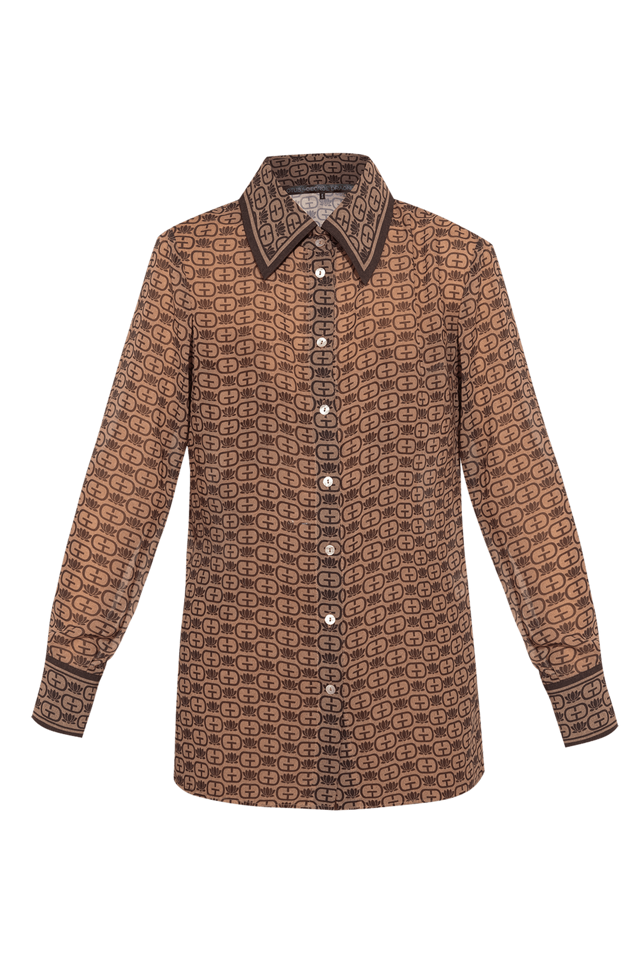 LONG SLEEVE PRINT SHIRT-MOCHA MOUSSE LOGO JIORO РИЗА С ДЪЛЪГ РЪКАВ - MOCHA MOUSSE LOGO JIORO