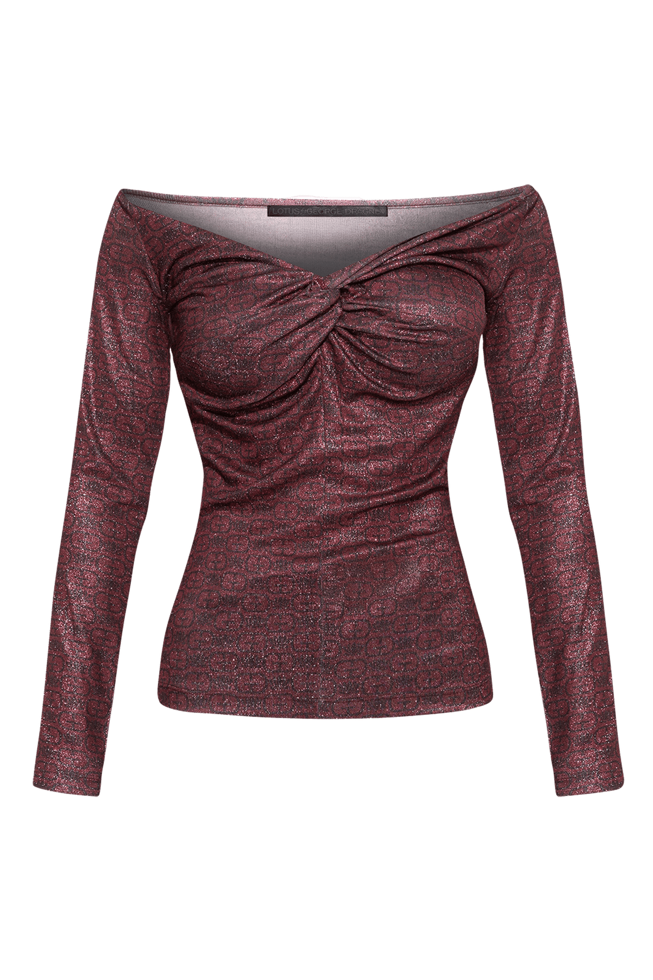 TOP WITH TWIST DETAIL AND LONG SLEEVES - BURGUNDY LOGO