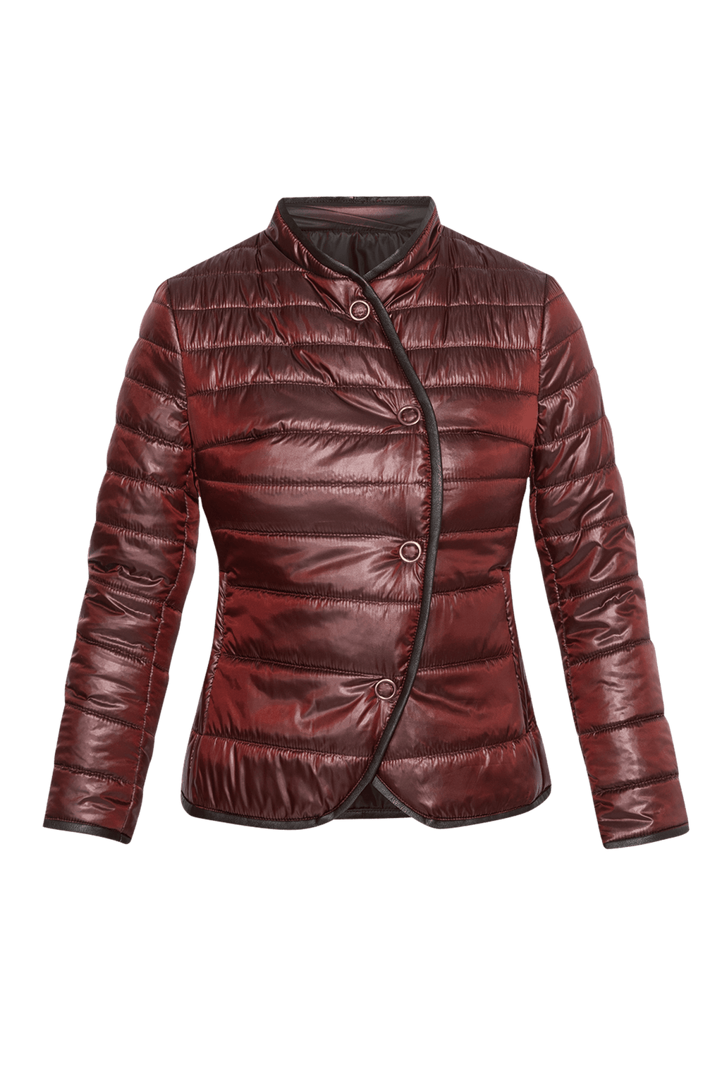 LIGHTLY COATED JACKET WITH QUILTED LINING IN BURGUNDY - ESSENTIALS JIORO ЯКЕ ОТ ПРОМАЗКА В БОРДО - ESSENTIALS JIORO