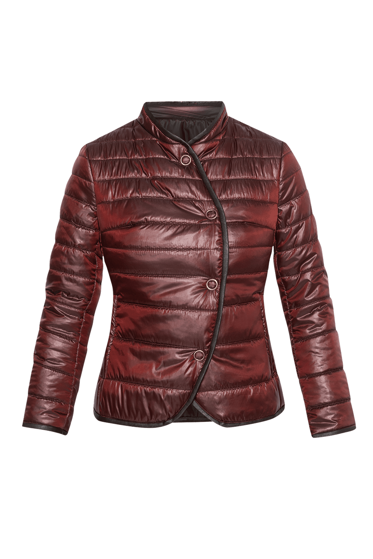 LIGHTLY COATED JACKET WITH QUILTED LINING IN BURGUNDY - ESSENTIALS JIORO ЯКЕ ОТ ПРОМАЗКА В БОРДО - ESSENTIALS JIORO
