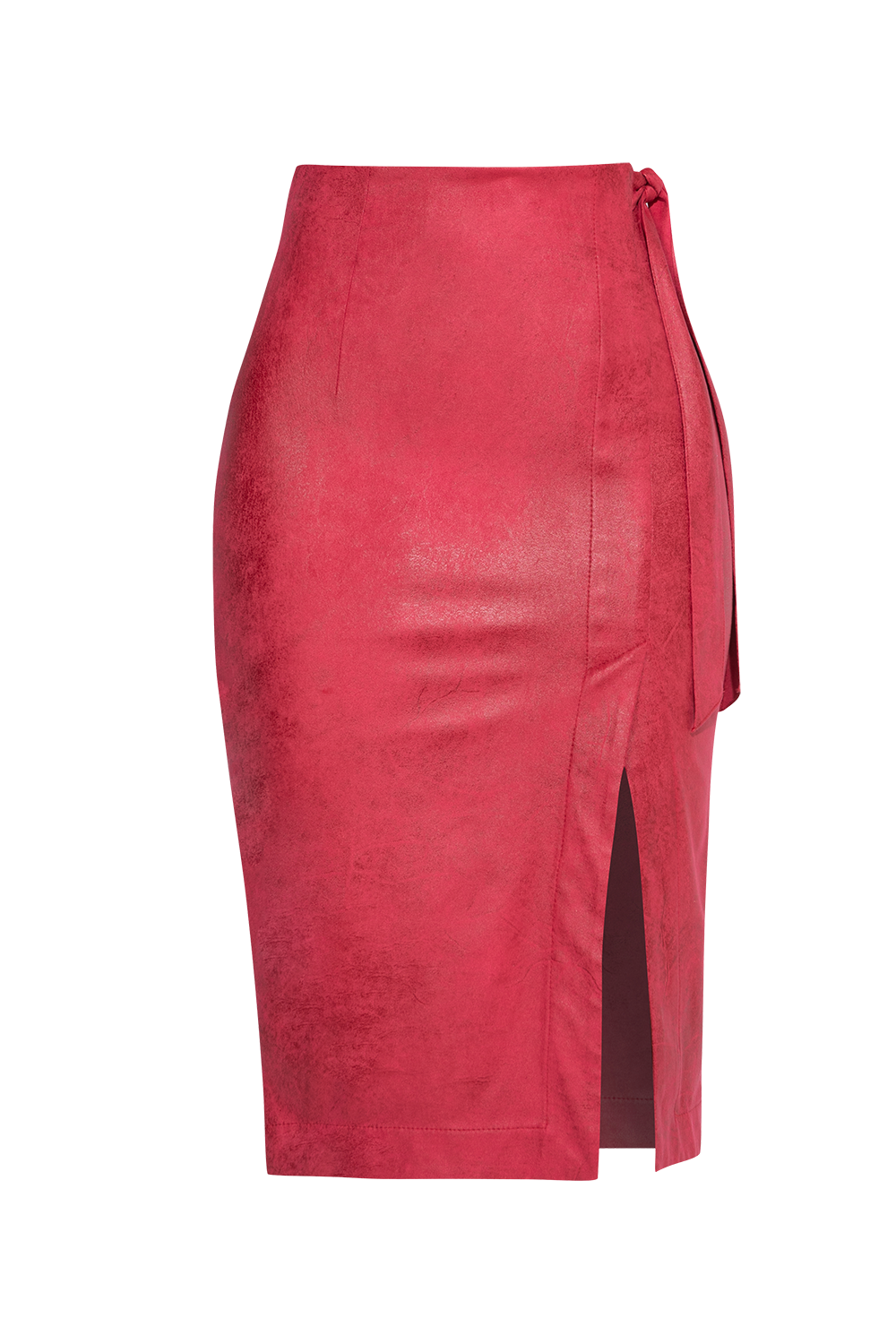 SUEDE-EFFECT CYCLAMEN WRAP SKIRT - ESSENTIALS