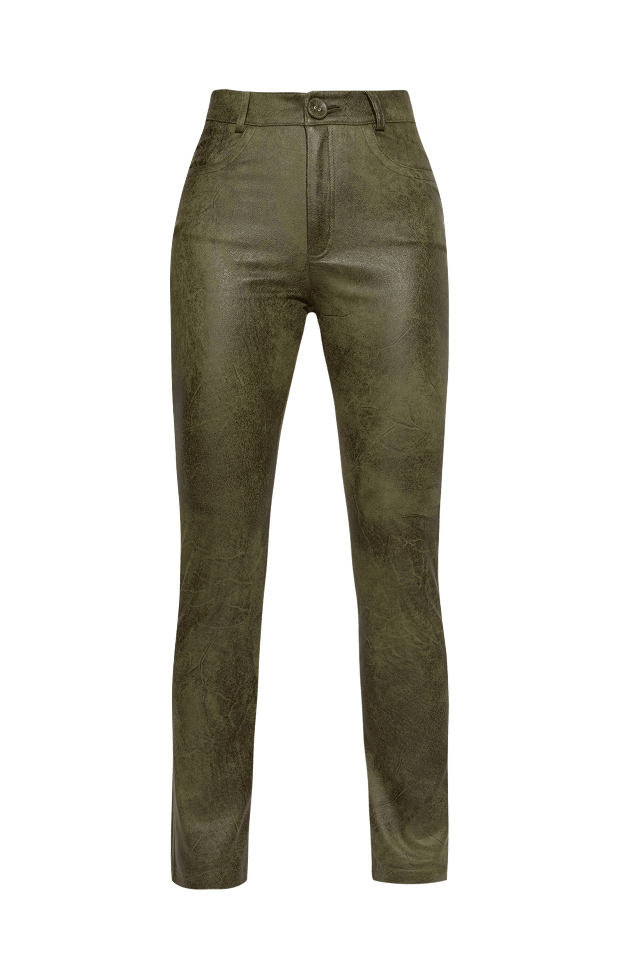 SKINNY 5-POCKET PANTS IN OLIVE GREEN - ESSENTIALS