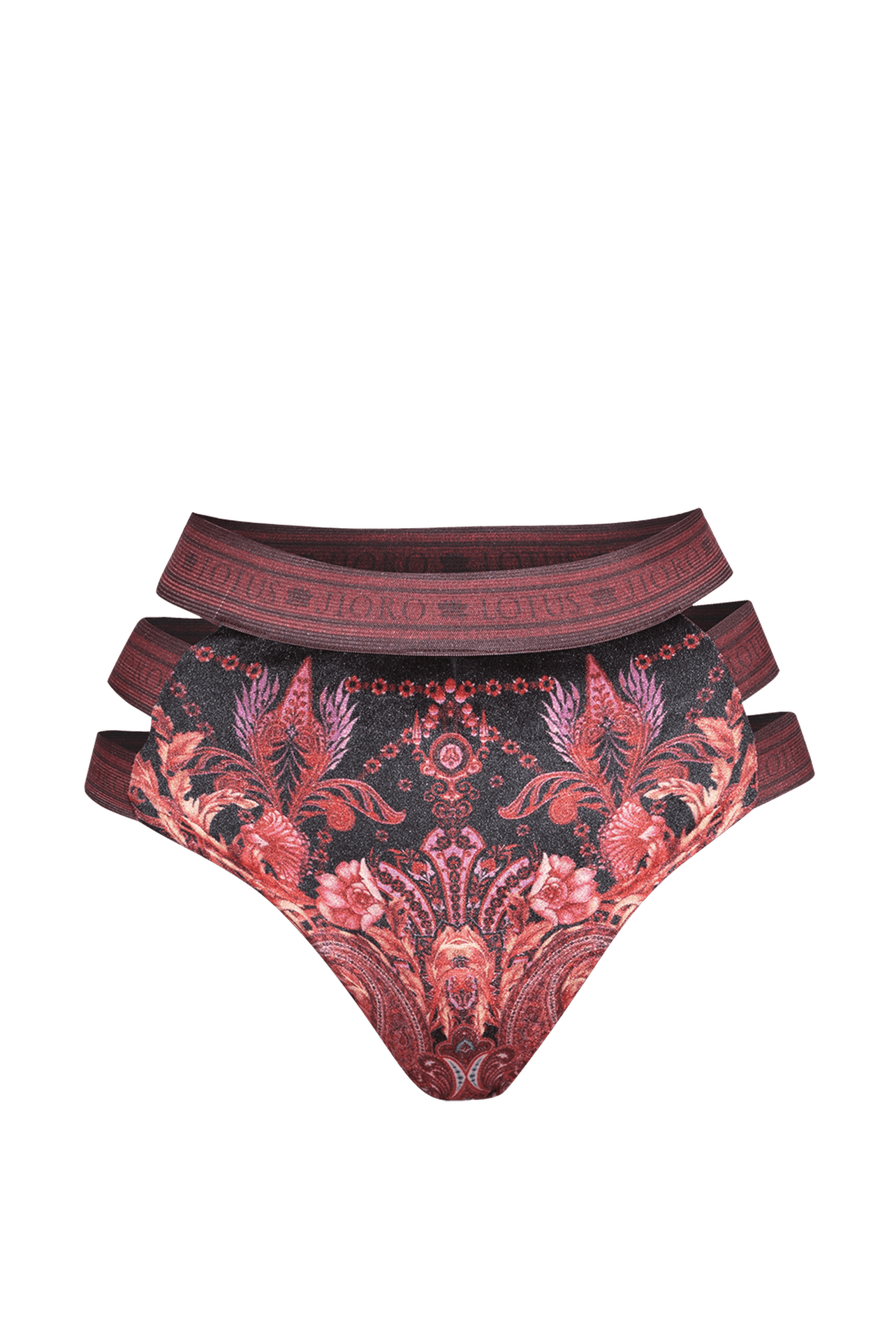HIGH-WAISTED VELVET BIKINI BOTTOMS - PAISLEY DARK - Fashion Roots