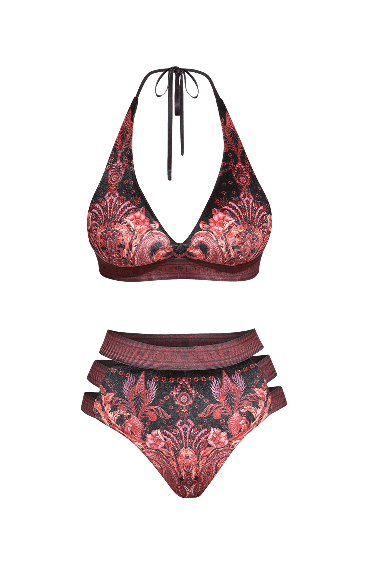 HIGH-WAISTED VELVET BIKINI BOTTOMS - PAISLEY DARK JIORO ДОЛНИЩЕ С ВИСОКА ТАЛИЯ ОТ КАДИФЕ - PAISLEY DARK JIORO