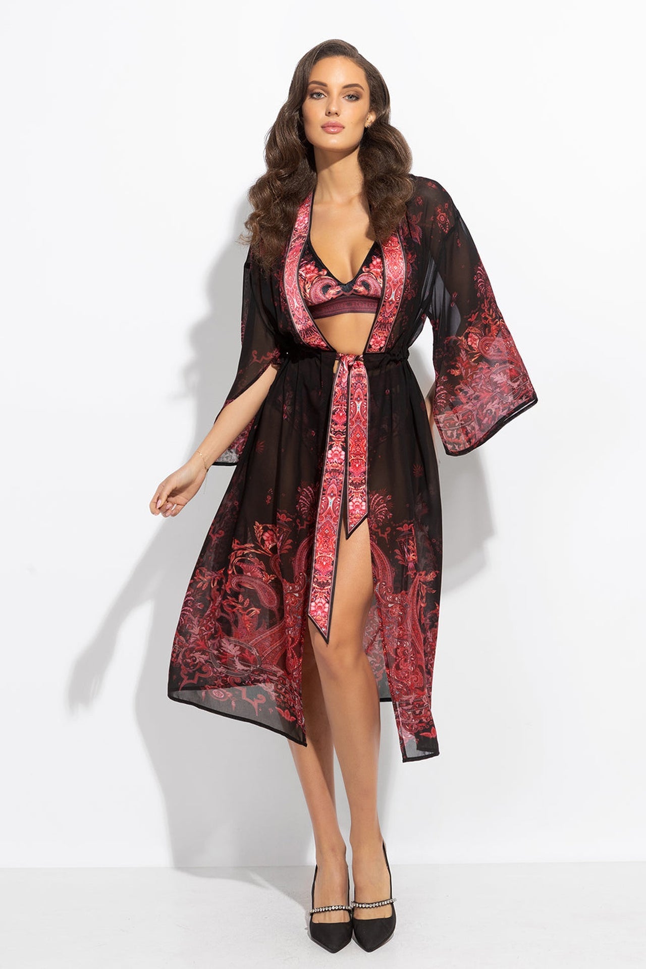 FRENCH CHIFFON KIMONO - PAISLEY DARK - Fashion Roots