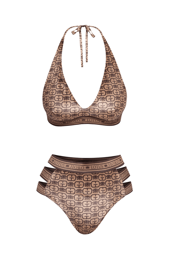 BIKINI-STYLE BOTTOM - MOCHA MOUSSE LOGO JIORO ДОЛНИЩЕ С ВИСОКА ТАЛИЯ ОТ КАДИФЕ - MOCHA MOUSSE LOGO JIORO
