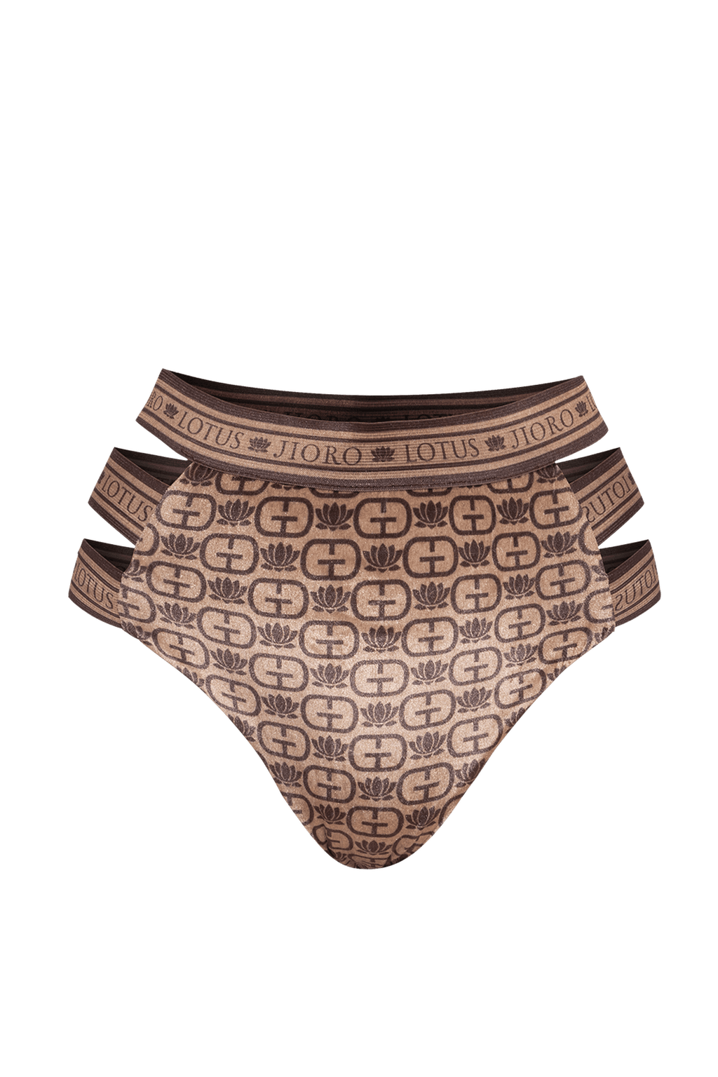 BIKINI-STYLE BOTTOM - MOCHA MOUSSE LOGO JIORO ДОЛНИЩЕ С ВИСОКА ТАЛИЯ ОТ КАДИФЕ - MOCHA MOUSSE LOGO JIORO