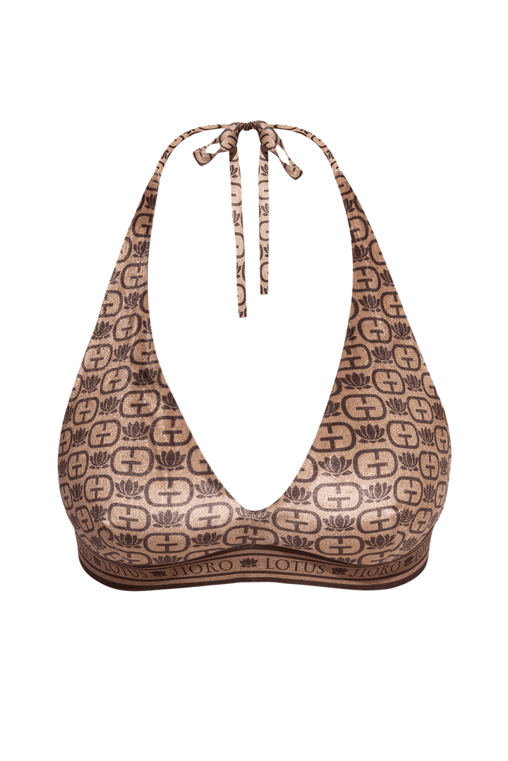TRIANGLE VELVET TOP - MOCHA MOUSSE LOGO JIORO ГОРНИЩЕ ОТ КАДИФЕ ТИП ТРИЪГЪЛНИК - MOCHA MOUSSE LOGO JIORO