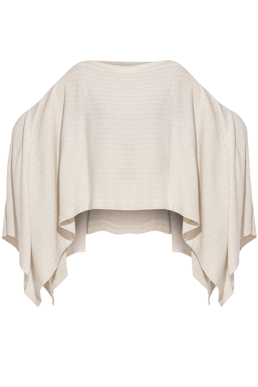 RELAXED VISCOSE-LINEN TUNIC WITH SIDE SLITS IN ECRU STRIPED - ESSENTIALS - Fashion Roots