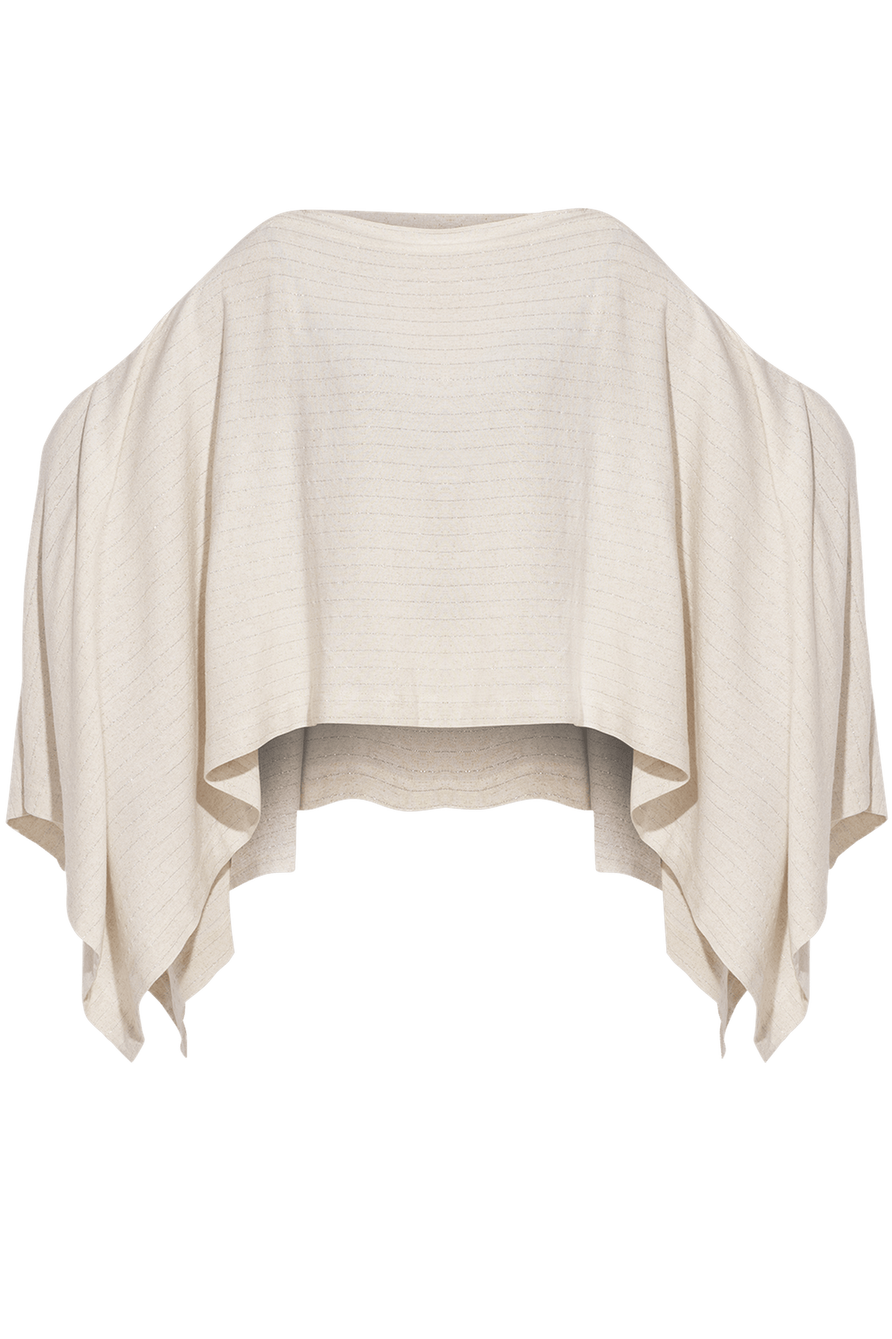 RELAXED VISCOSE-LINEN TUNIC WITH SIDE SLITS IN ECRU STRIPED - ESSENTIALS - Fashion Roots