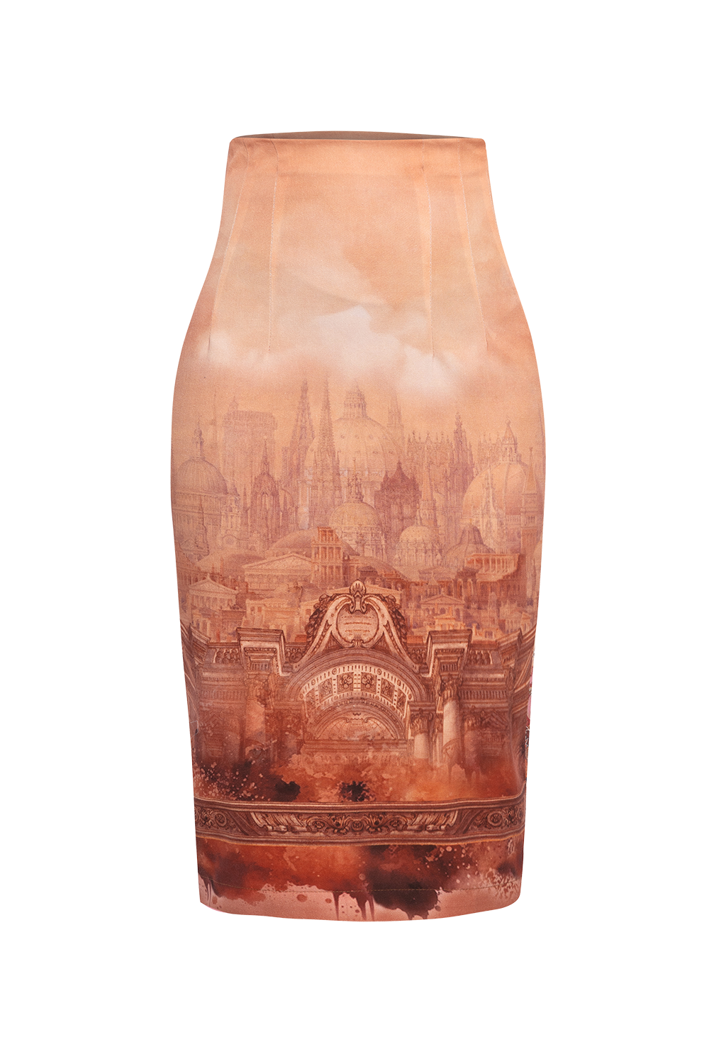 PENCIL COTTON TWILL SKIRT WITH ELASTIC WAIST - ANCIENT TOWN