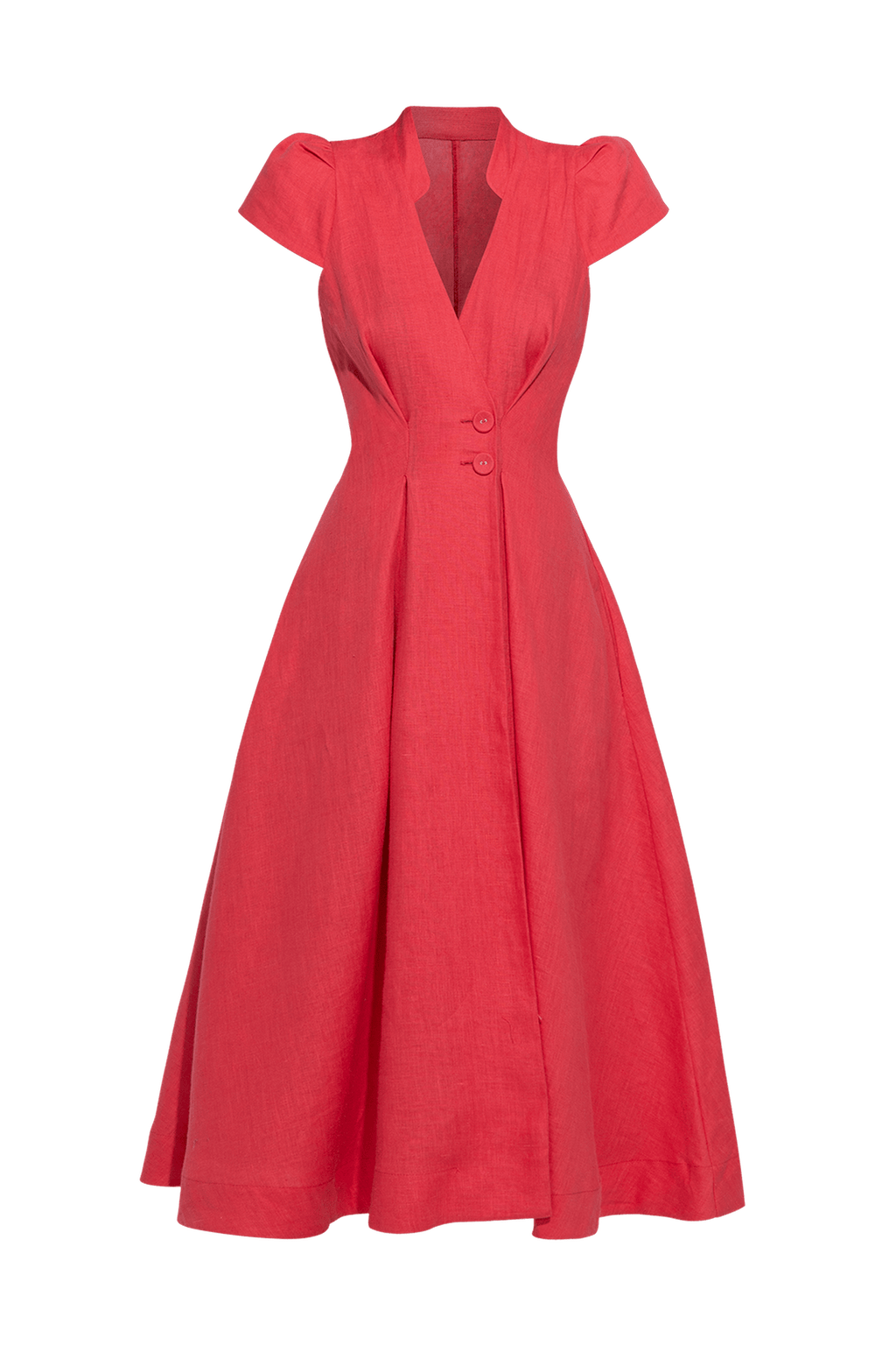 LONG FLARED LINEN DRESS IN FUCHSIA - ESSENTIALS - Fashion Roots