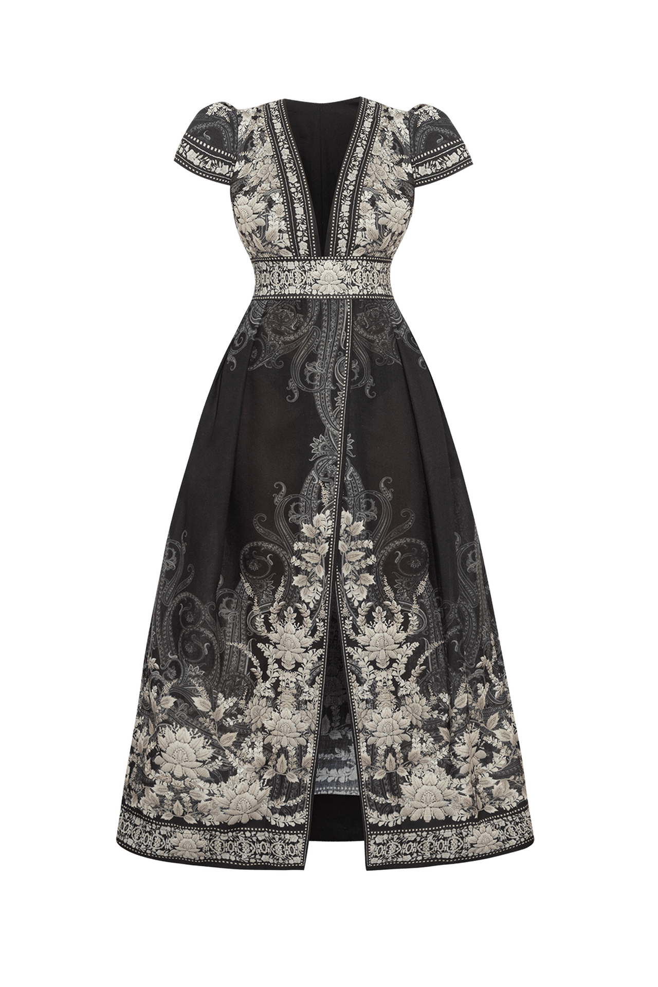 EMPIRE WAIST MAXI DRESS WITH LINEN FEEL - FROZEN LOTUS JIORO МАКСИ РОКЛЯ С ВИСОКА ТАЛИЯ С УСЕЩАНЕ ЗА ЛЕН - FROZEN LOTUS JIORO
