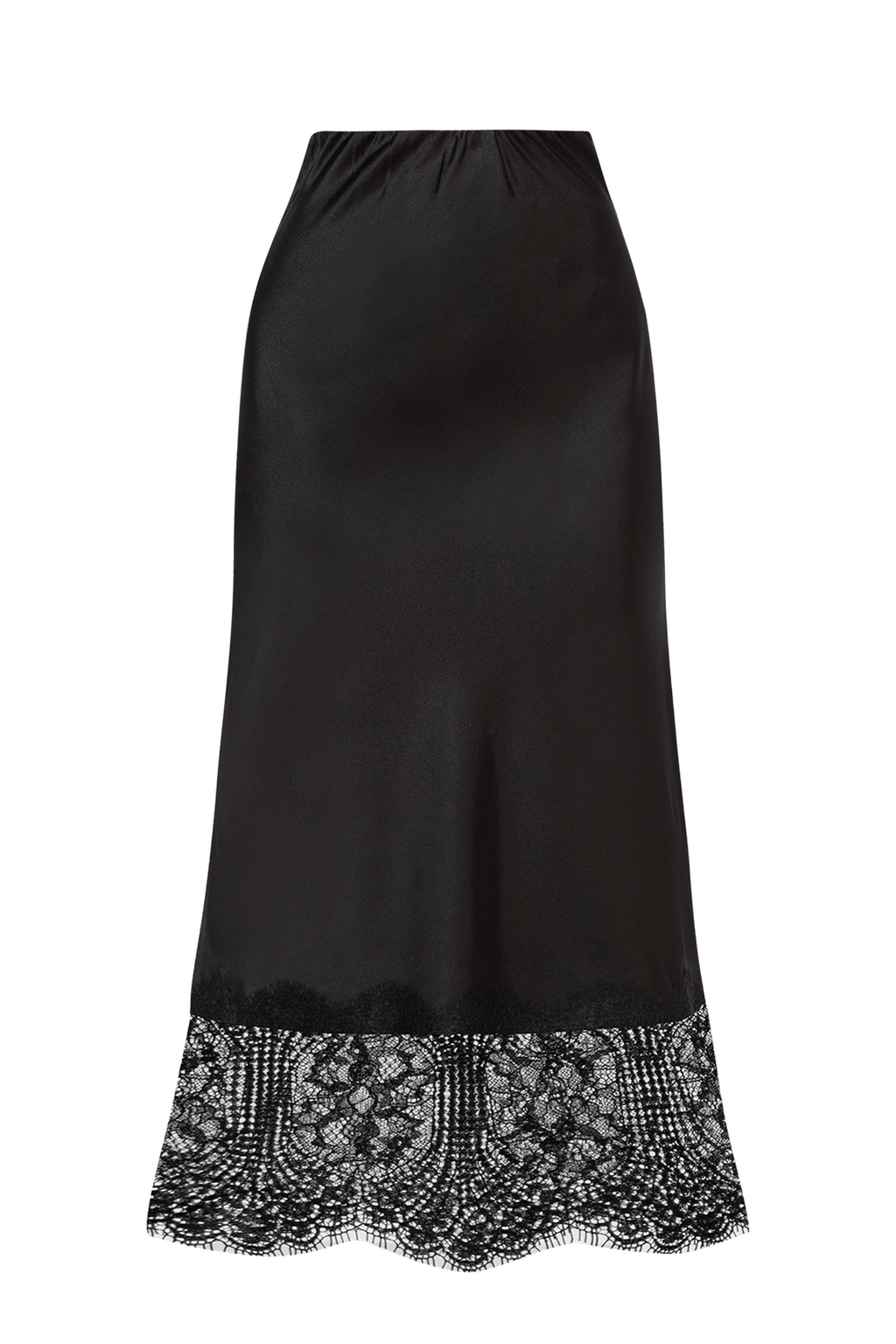 FLARED SKIRT WITH LACE TRIM IN BLACK - ESSENTIALS JIORO РАЗКРОЕНА ПОЛА С ДАНТЕЛЕН КАНТ В ЧЕРНО – ESSENTIALS JIORO