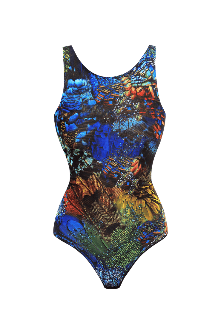 MESH SLEEVELESS BODYSUIT WITH OPEN BACK AND LINING - AMAZONIA