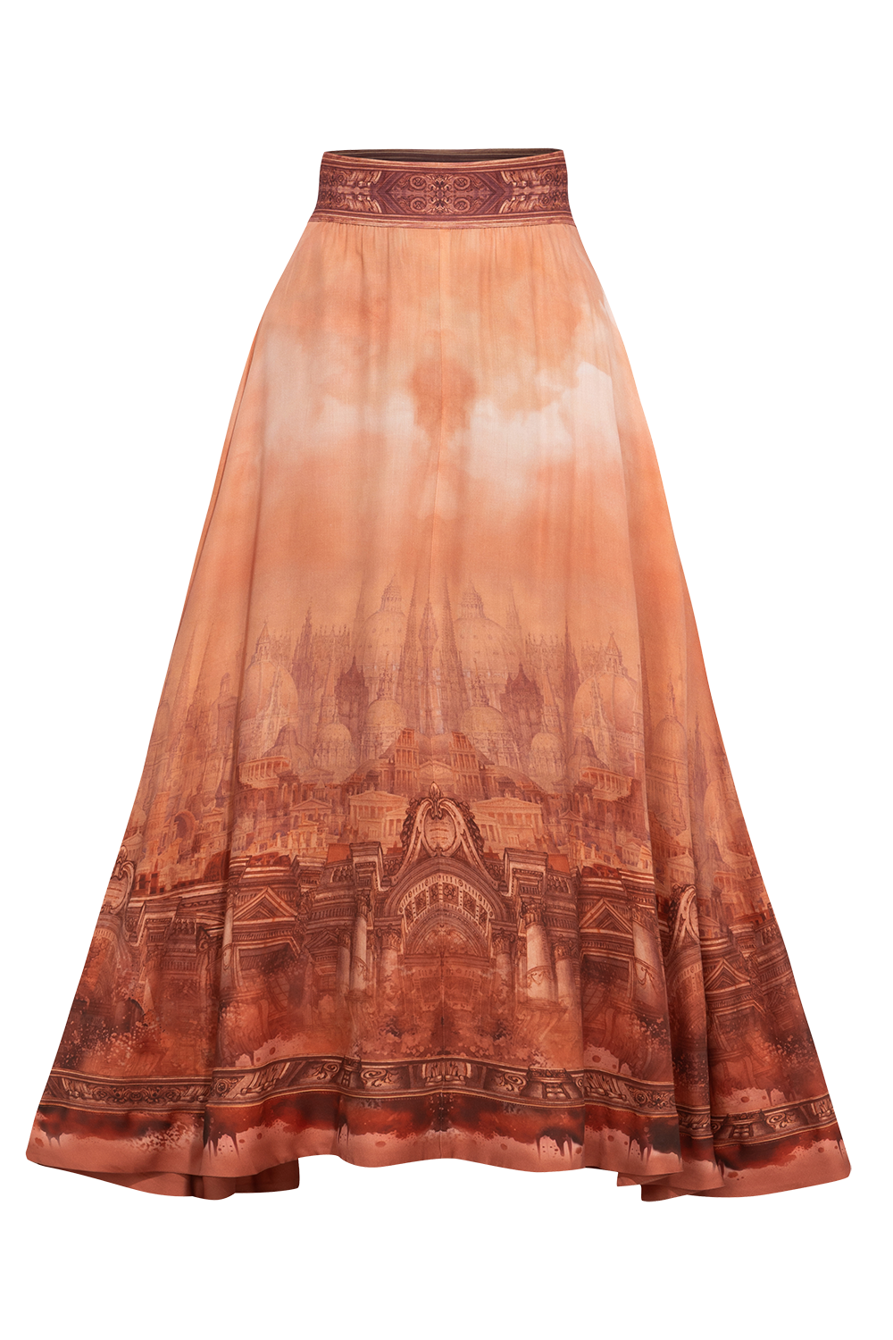 LONG VISCOSE SKIRT WITH ELASTIC WAIST AND SIDE POCKETS - ANCIENT TOWN