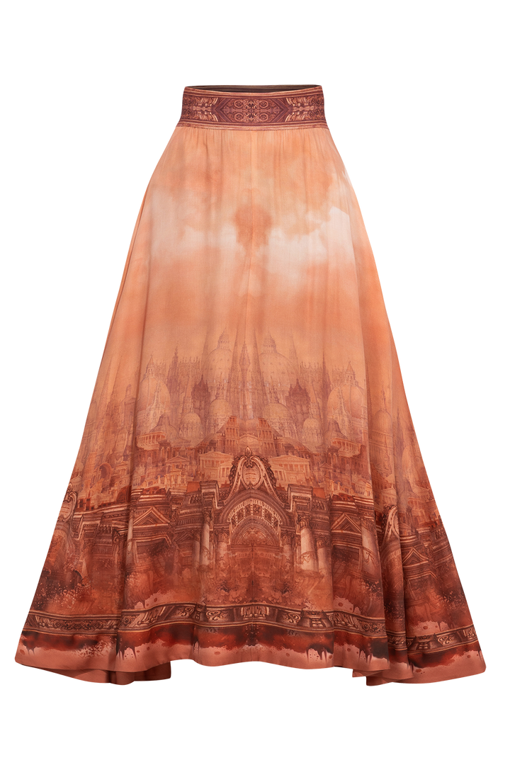 LONG VISCOSE SKIRT WITH ELASTIC WAIST AND SIDE POCKETS - ANCIENT TOWN JIORO ДЪЛГА ПОЛА ОТ ВИСКОЗА С ЛАСТИЧЕН КОЛАН - ANCIENT TOWN JIORO