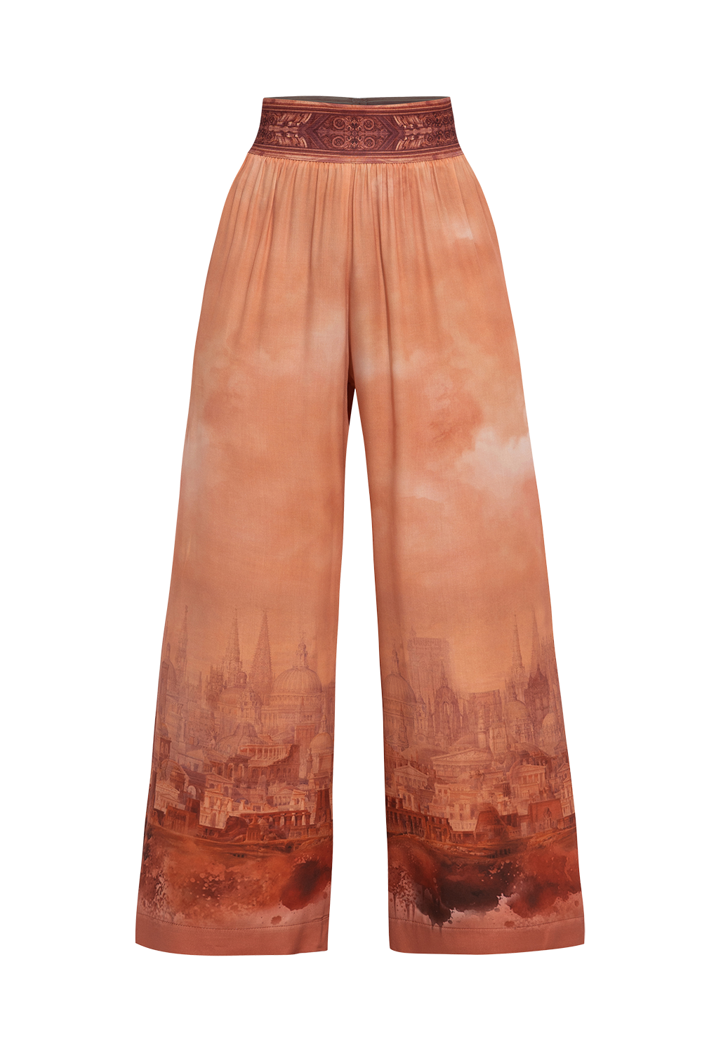 VISCOSE WIDE-LEG TROUSERS WITH ELASTIC WAIST - ANCIENT TOWN JIORO СВОБОДЕН ПАНТАЛОН ОТ ВИСКОЗА - ANCIENT TOWN JIORO