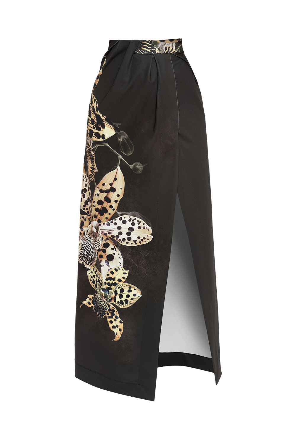 BLACK MAXI SKIRT WITH LONG SLIT - LEO ORCHID JIORO ЧЕРНА ДЪЛГА ПОЛА С ЦЕПКА - LEO ORCHID JIORO