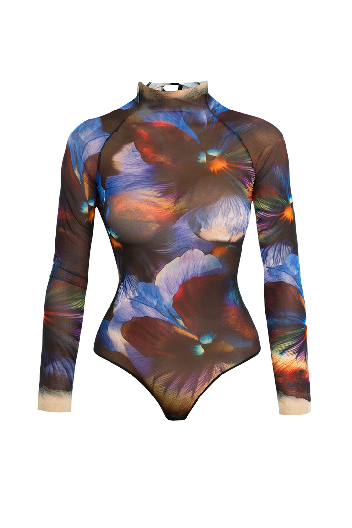 LONG SLEEVE MESH BODYSUIT - VIOLET JIORO БОДИ ОТ МРЕЖА С ДЪЛЪГ РЪКАВ - VIOLET JIORO
