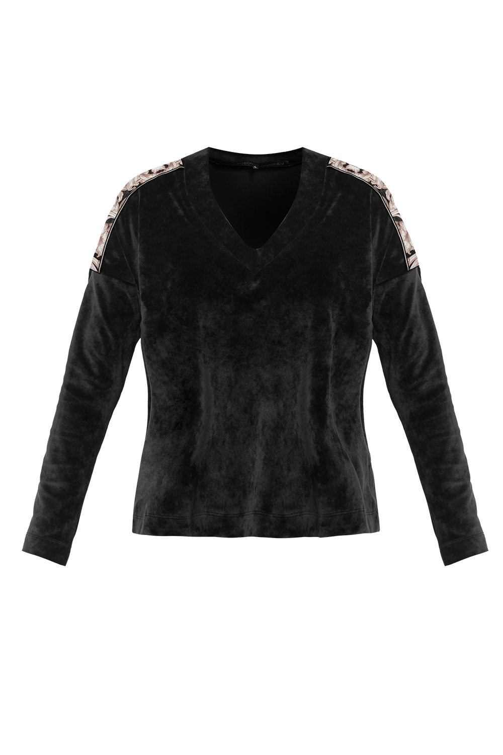 LOOSE SQUARE-CUT VELVET BLOUSE IN BLACK - ESSENTIALS JIORO СВОБОДНА БЛУЗА ОТ КАДИФЕ В ЧЕРНО - ESSENTIALS JIORO