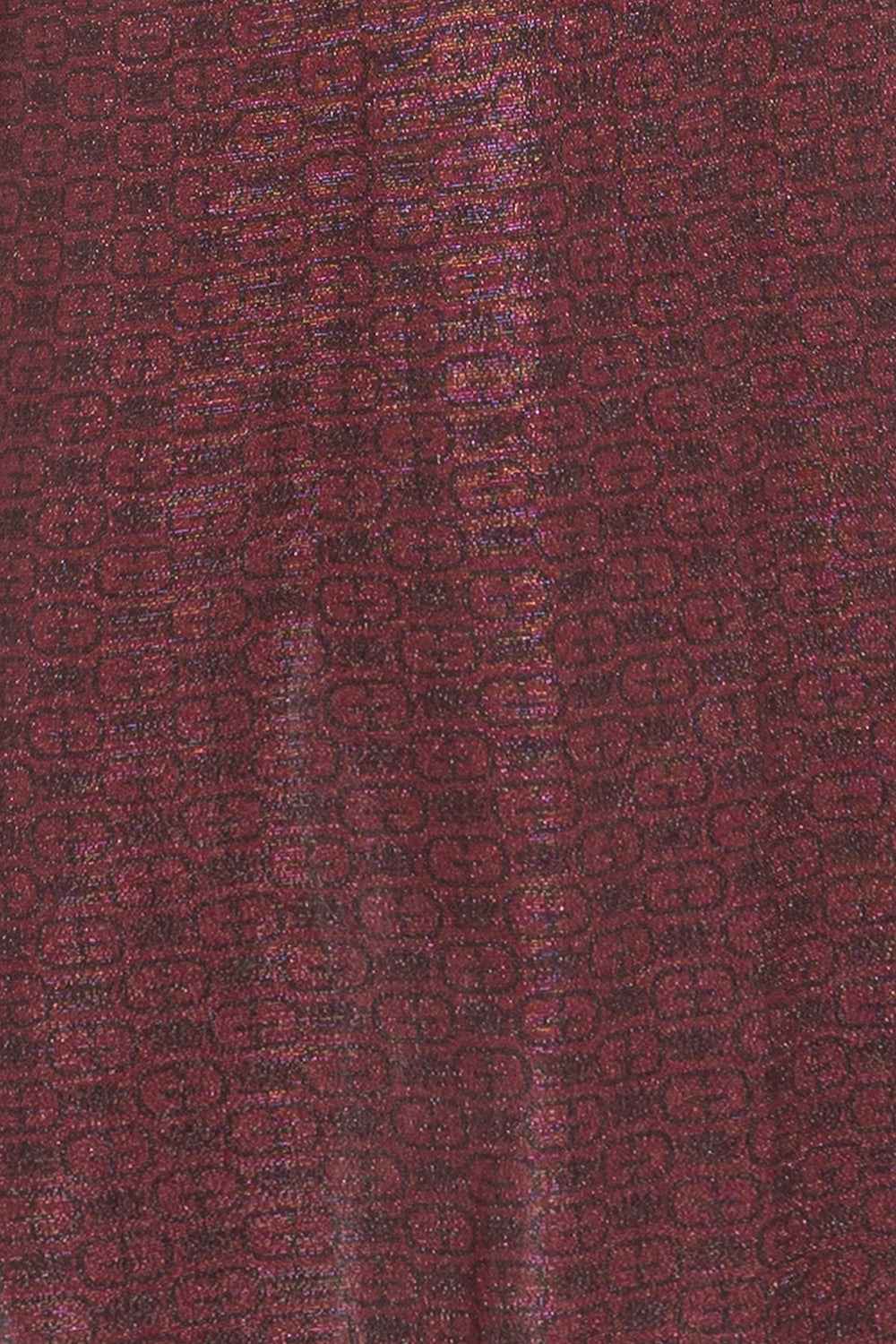 ASYMMETRIC LUREX DRESS WITH KNOT DETAIL AND FRONT DRAWSTRING - BURGUNDY LOGO