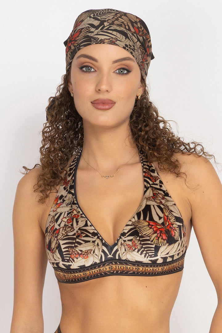 TRIANGLE VELVET TOP - MIDNIGHT BUTTERFLIES JIORO ГОРНИЩЕ ОТ КАДИФЕ ТИП ТРИЪГЪЛНИК - MIDNIGHT BUTTERFLIES JIORO