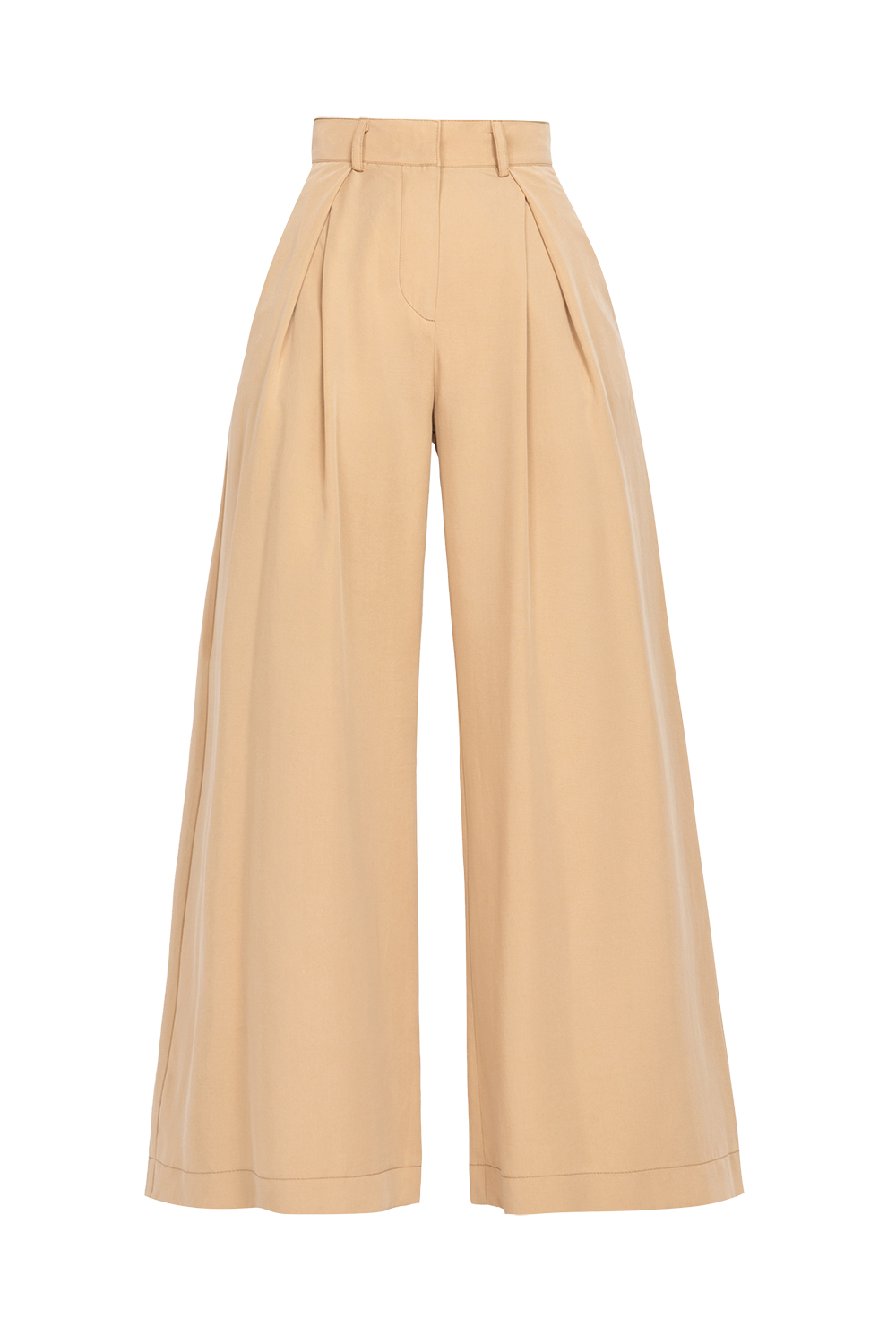 BEIGE LOOSE-FIT LYOCELL PANTS WITH PLEATS - ESSENTIALS JIORO СВОБОДЕН ПАНТАЛОН ОТ ЛИОСЕЛ В БЕЖОВО - ESSENTIALS JIORO