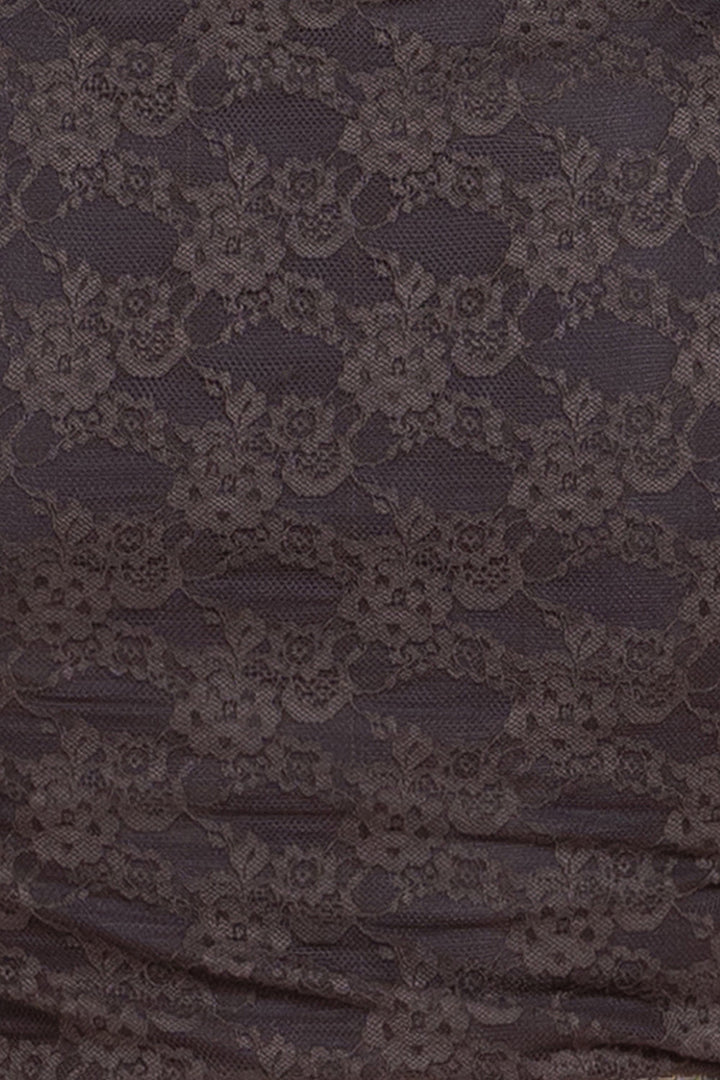 DOUBLE-LAYER LACE TOP WITH BOAT NECKLINE ESPRESSO and GRAPHITE - ESSENTIALS JIORO ДВУСЛОЕН ДАНТЕЛЕН ТОП В МОКА С ЛОДКА ДЕКОЛТЕ И ПОДПЛАТА ОТ ПАМУК - ESSENTIALS JIORO