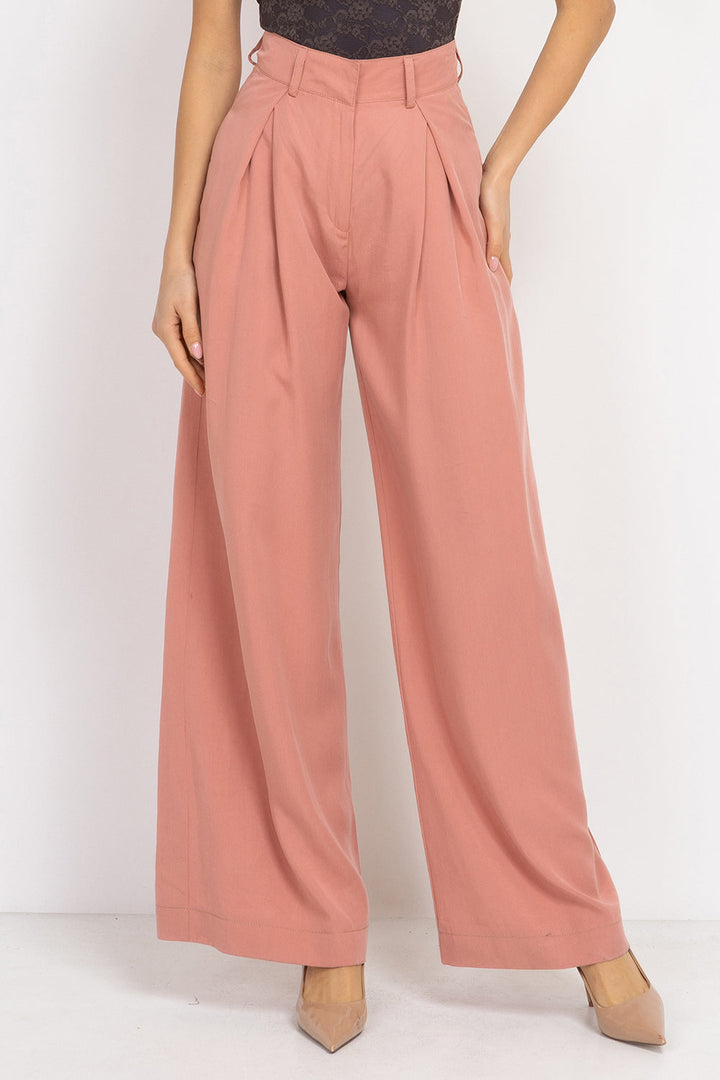 POWDER LOOSE-FIT LYOCELL PANTS WITH PLEATS - ESSENTIALS JIORO СВОБОДЕН ПАНТАЛОН ОТ ЛИОСЕЛ В ЦВЯТ ПУДРА - ESSENTIALS JIORO