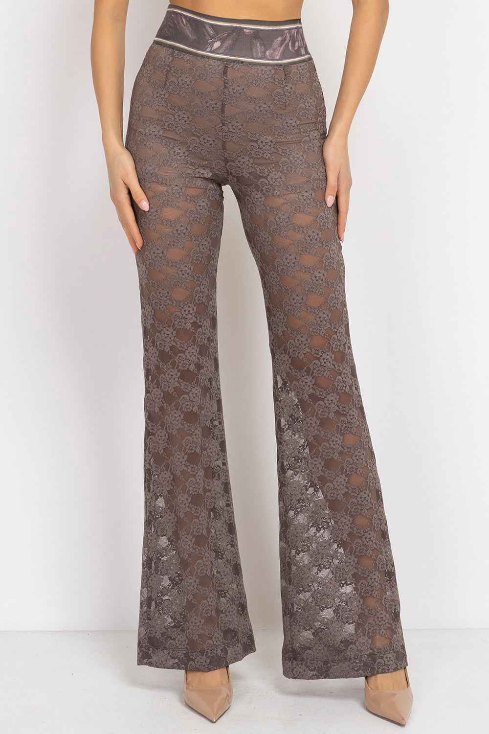 MOCHA LACE CHARLESTON PANTS WITH SEPARATE COTTON SHORTS LINING - ESSENTIALS