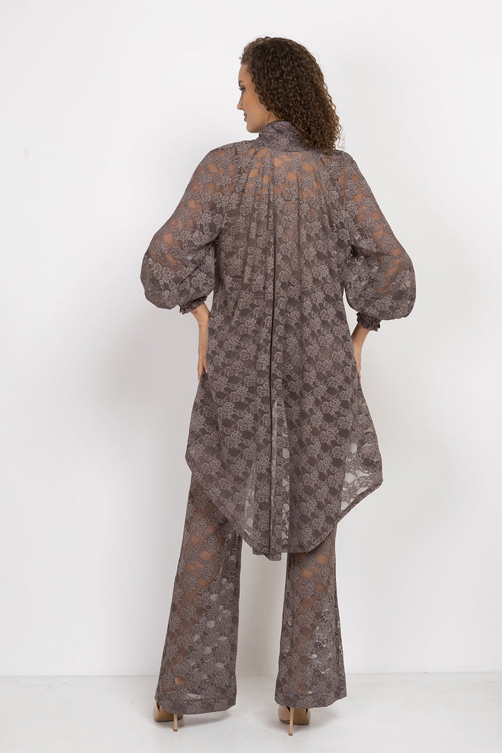 MOCHA LACE CHARLESTON PANTS WITH SEPARATE COTTON SHORTS LINING - ESSENTIALS JIORO ЧАРЛСТОН ПАНТАЛОН ОТ ДАНТЕЛА В МОКА С ОТДЕЛНИ ПАМУЧНИ ПАНТАЛОНКИ - ESSENTIALS JIORO